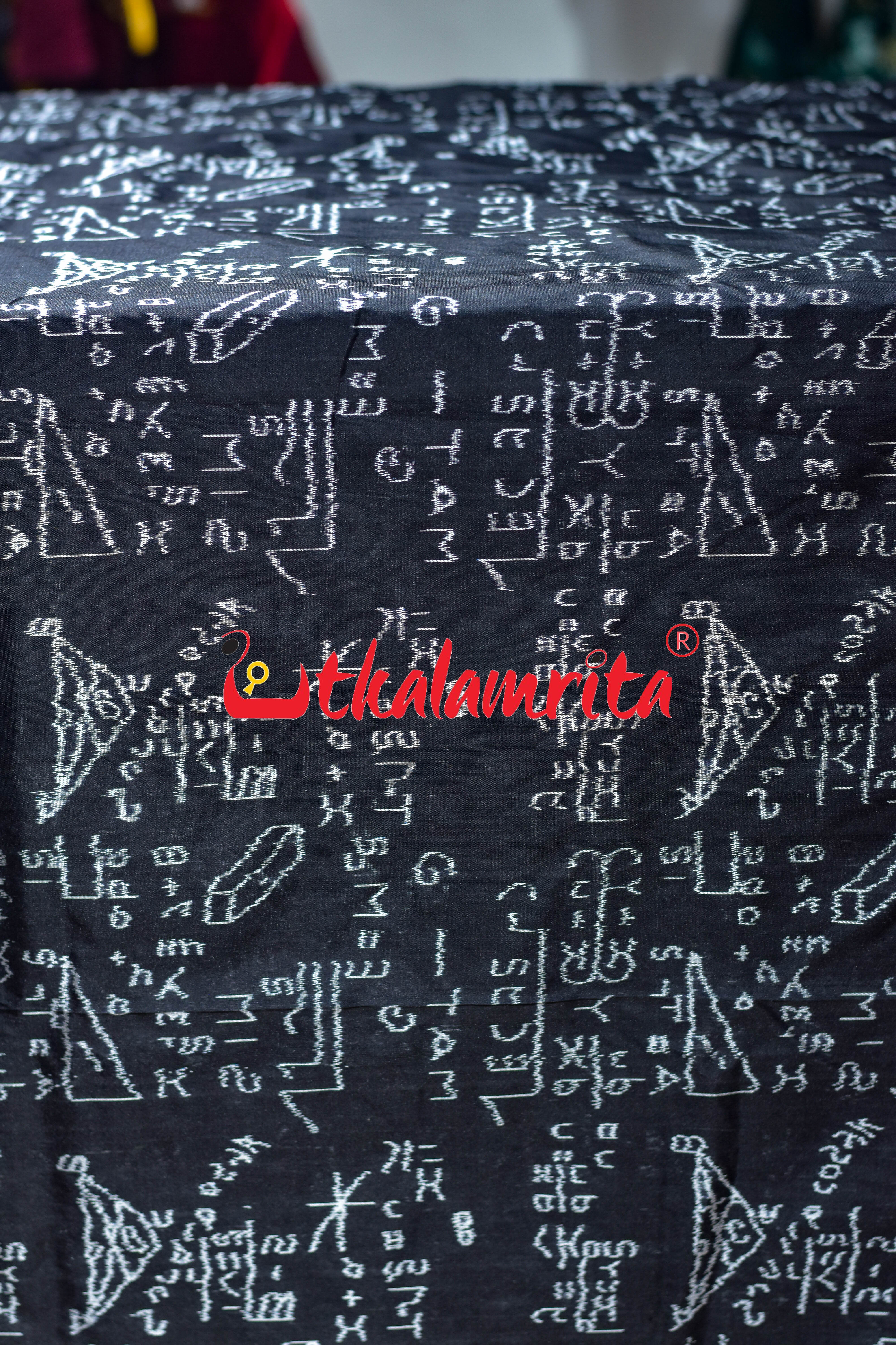 Black Shri Ganeet Mathematics Silk (Fabric)