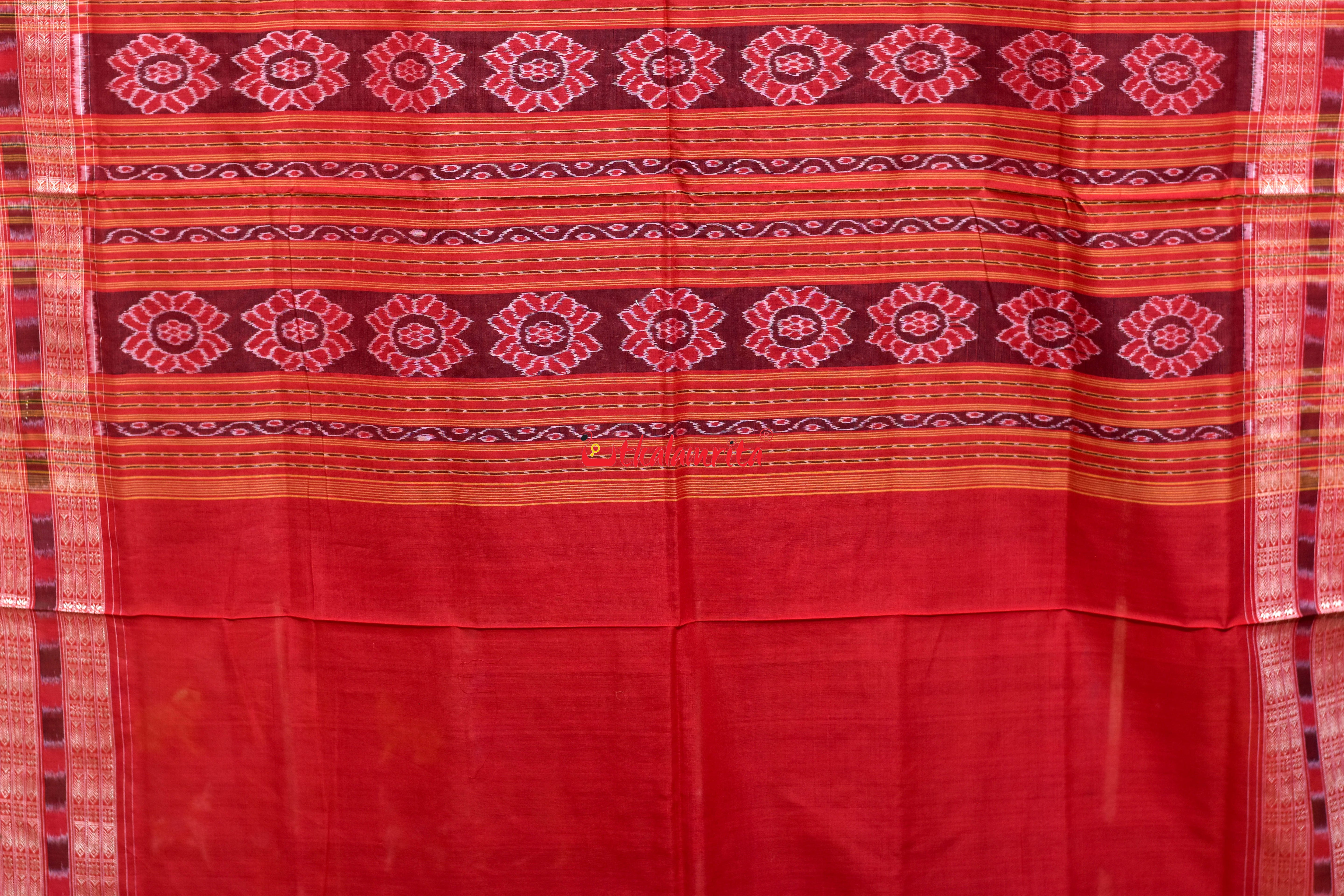 Black Red House Tribal Sambalpuri Cotton Saree