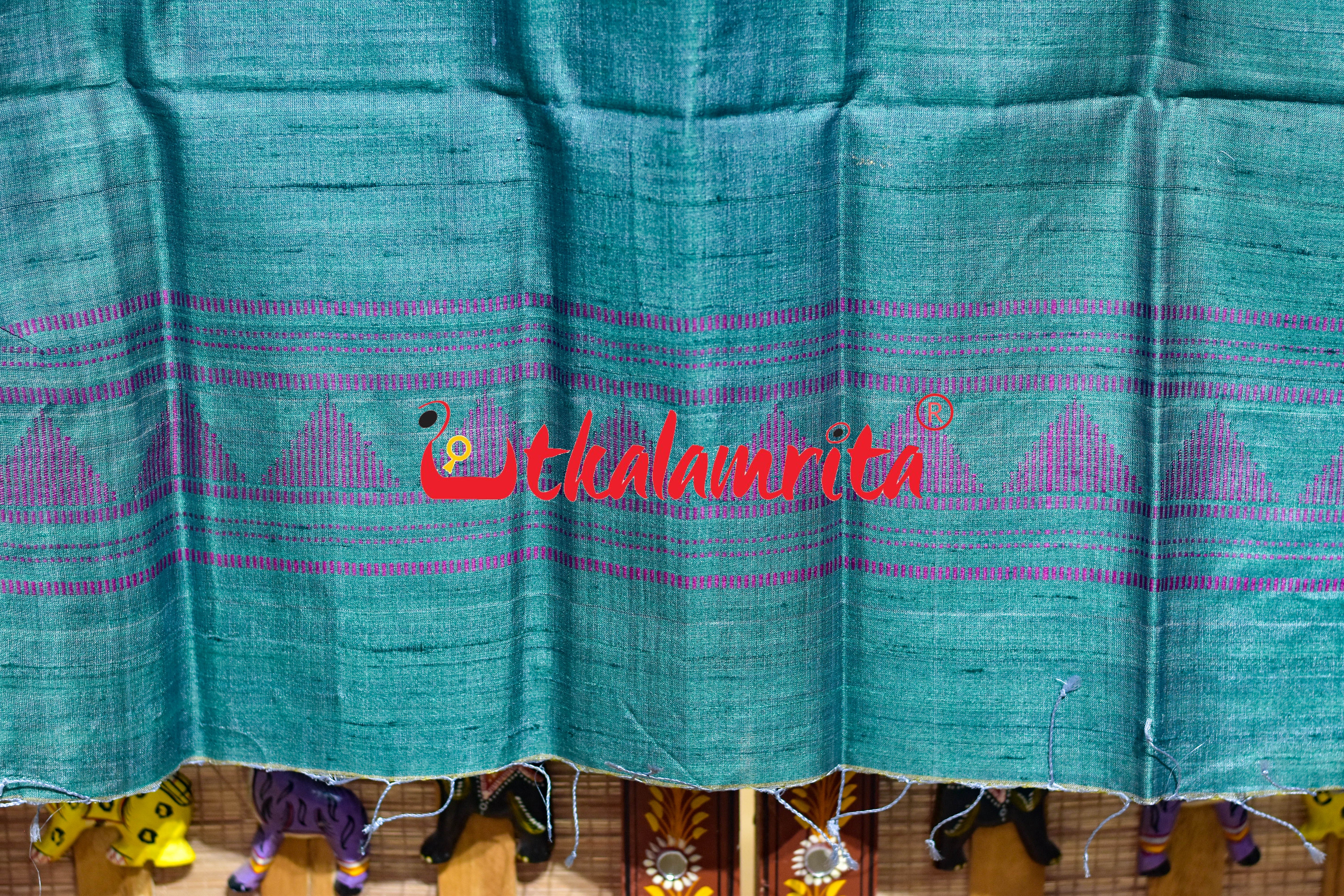 Sea Green Pink Dongria Tussar Silk (Stole)