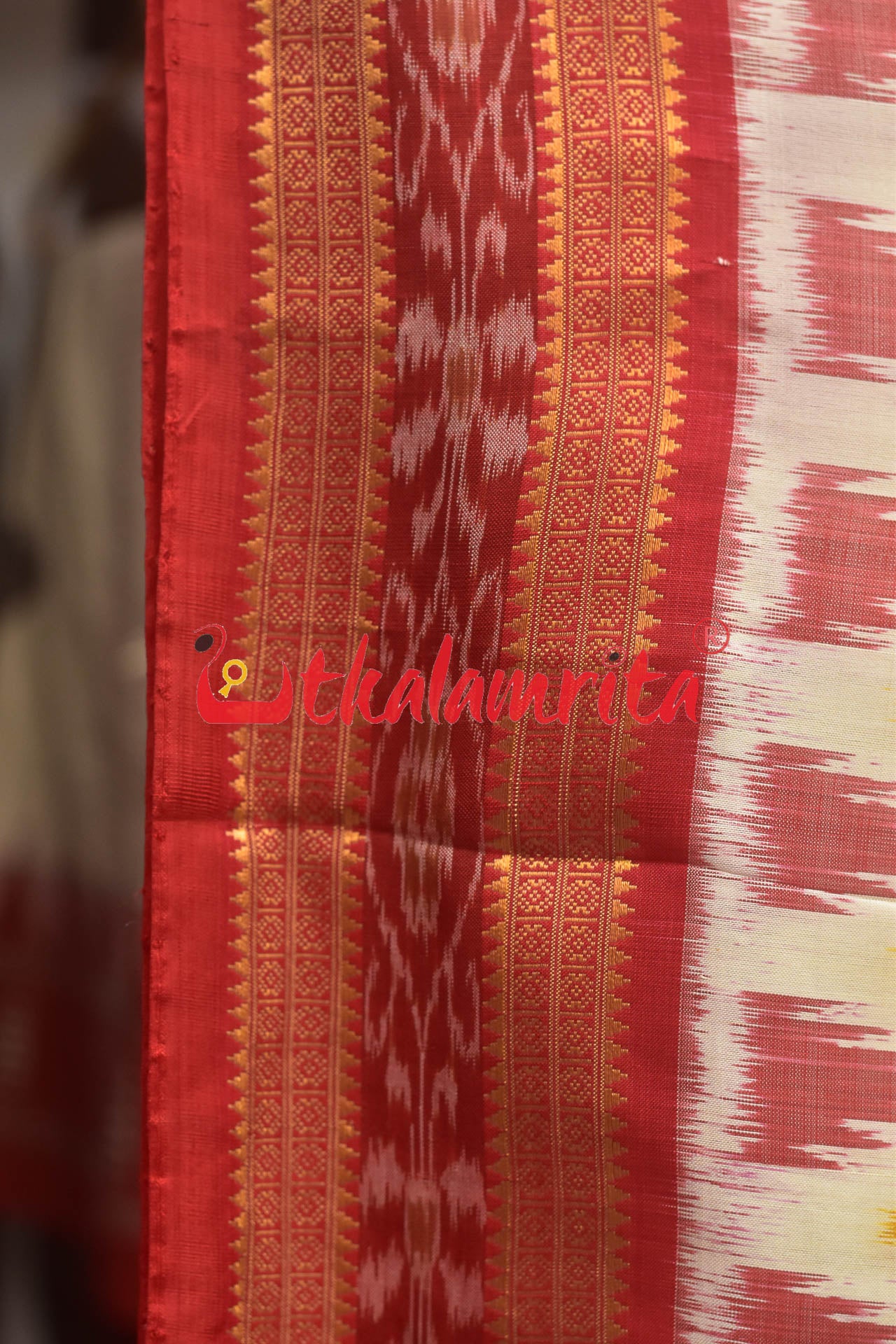 White Elephants Khandua Silk Saree