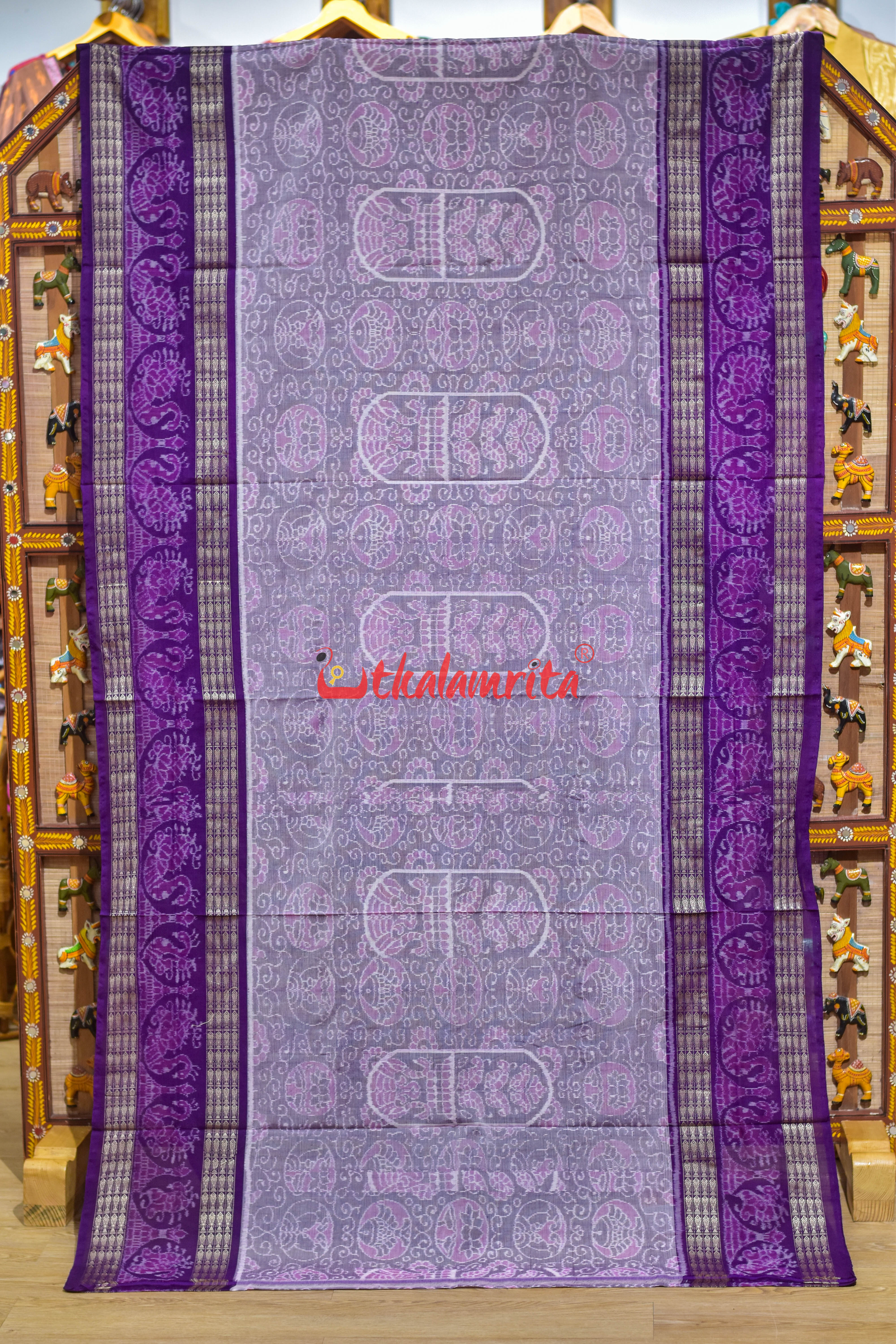 Purple Scot Mayura Sambalpuri Cotton Saree