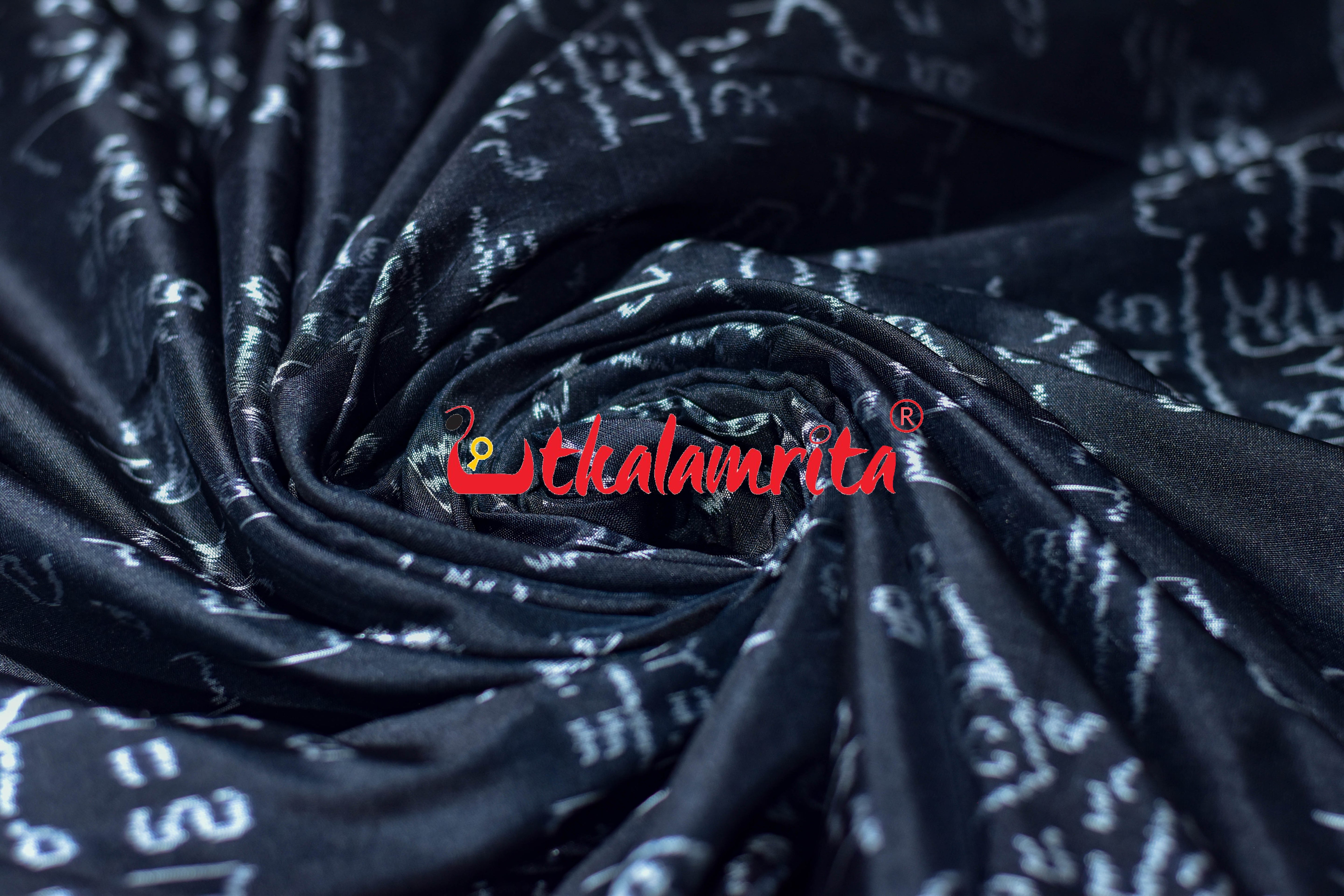 Black Shri Ganeet Mathematics Silk (Fabric)
