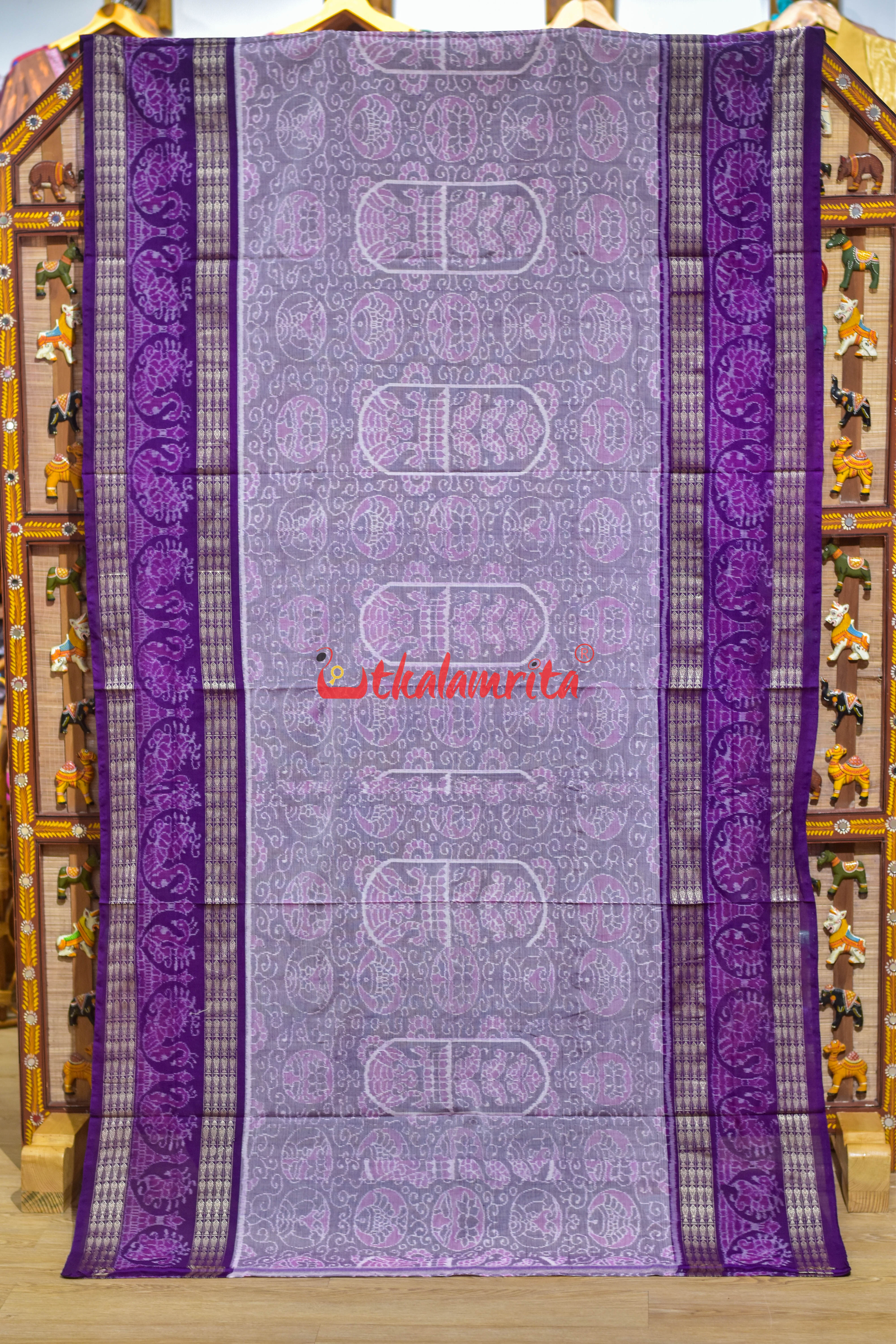 Purple Scot Mayura Sambalpuri Cotton Saree