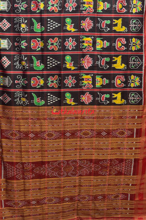 Black Red Pasapali Border Nabakothi Silk Saree