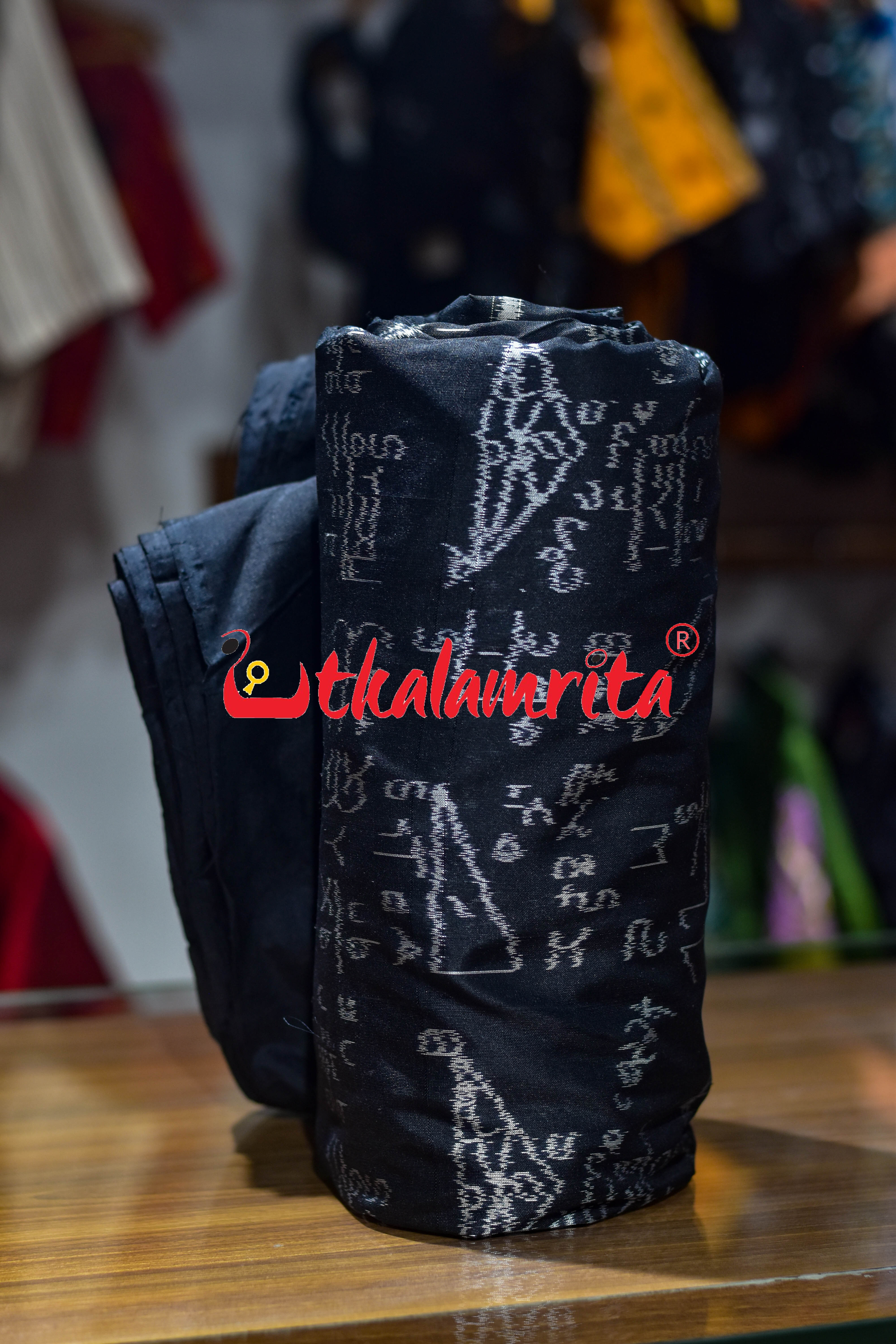 Black Shri Ganeet Mathematics Silk (Fabric)