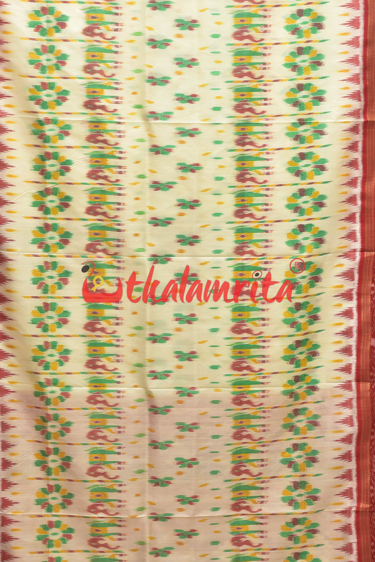 White Elephants Khandua Silk Saree