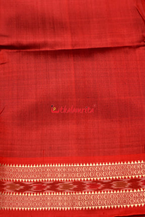 Maroon with Border Khandua Silk (Fabric)