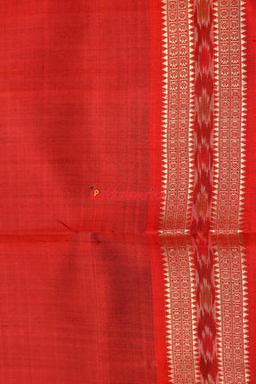 Maroon with Border Khandua Silk (Fabric)