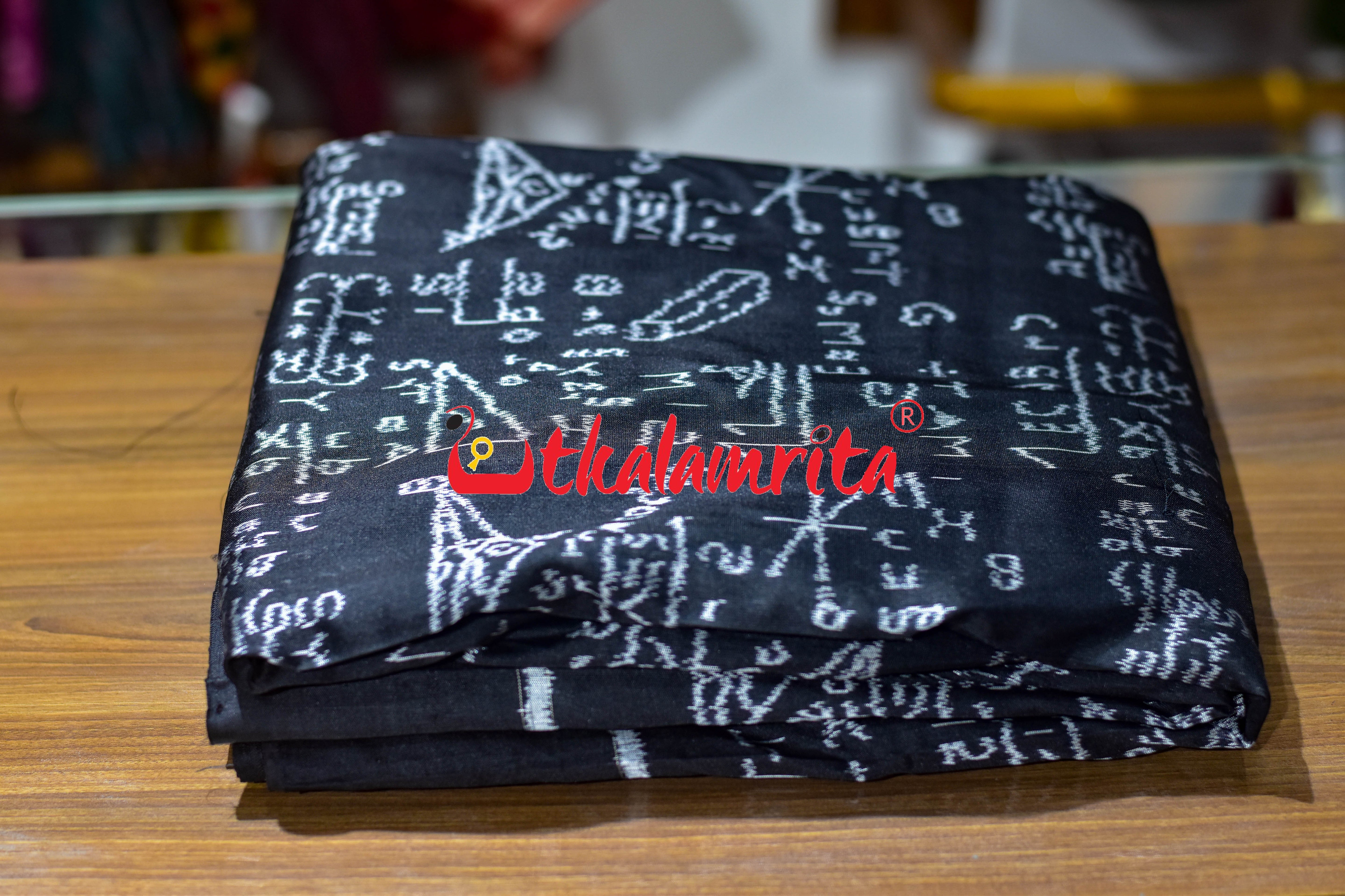 Black Shri Ganeet Mathematics Silk (Fabric)