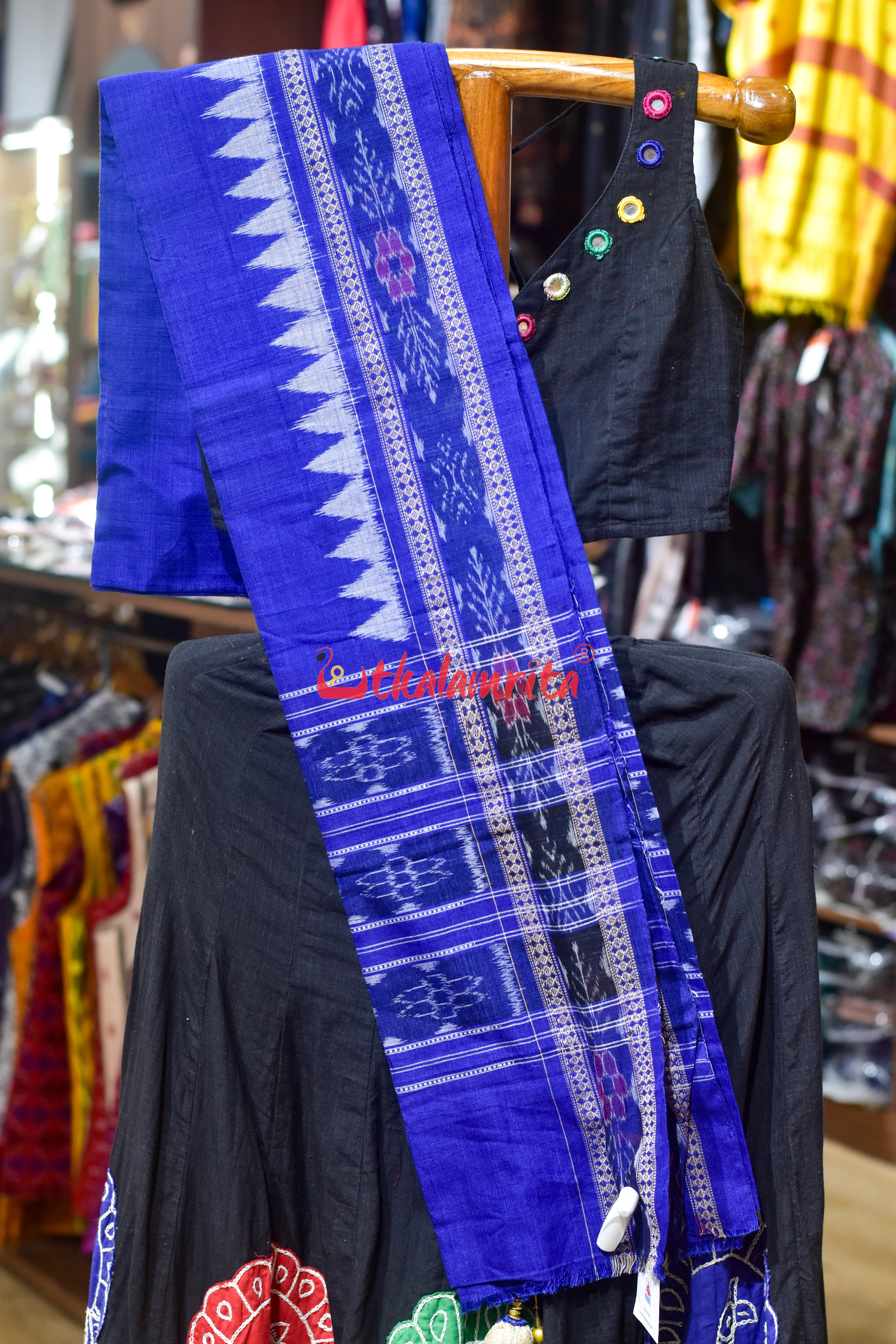 Navy Blue Flower Bandha Cotton (Dupatta)