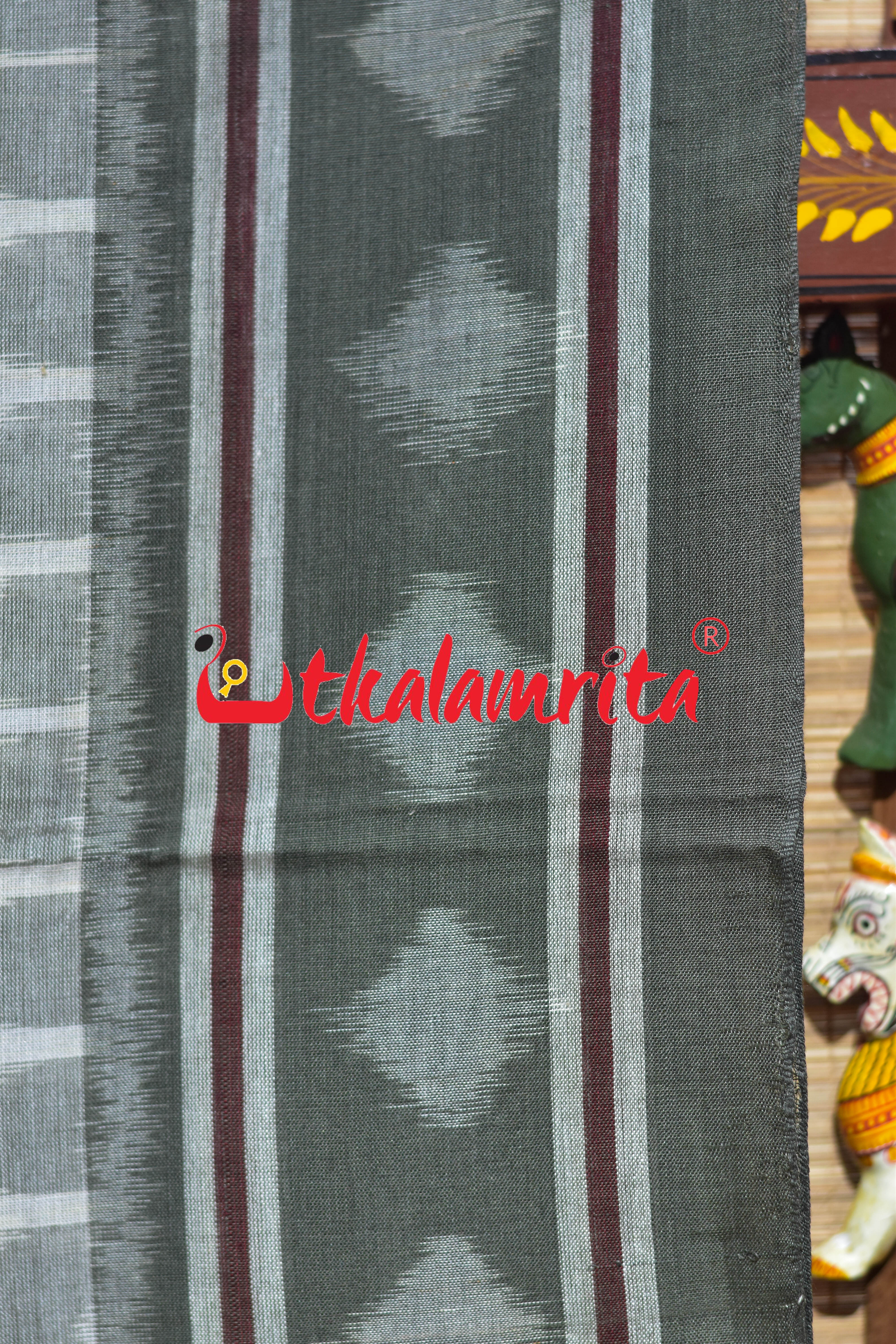 Peach Olive Pasapali Border Khandua Cotton Saree