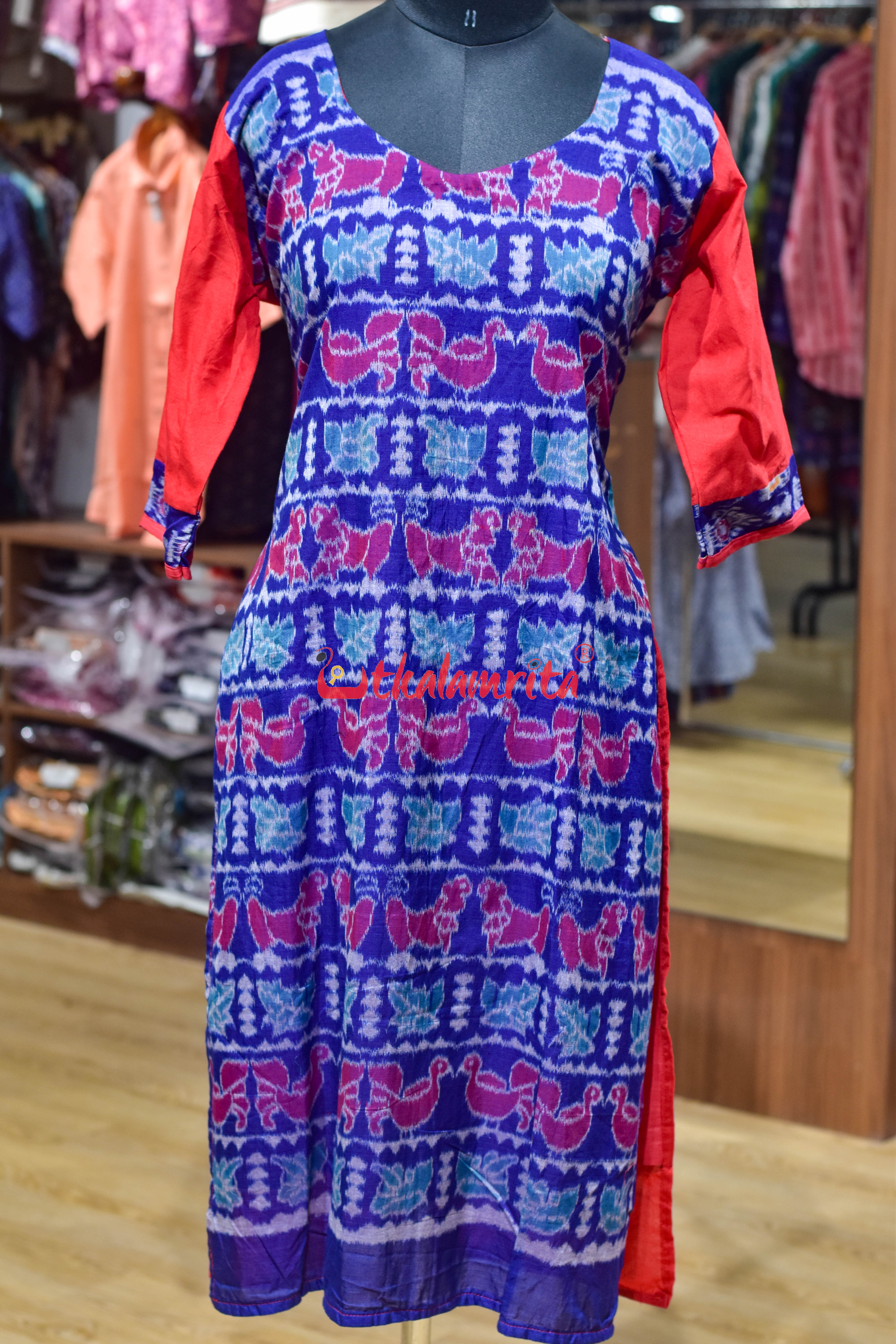 Sambalpuri Blue Birdsong (Ladies Kurti)