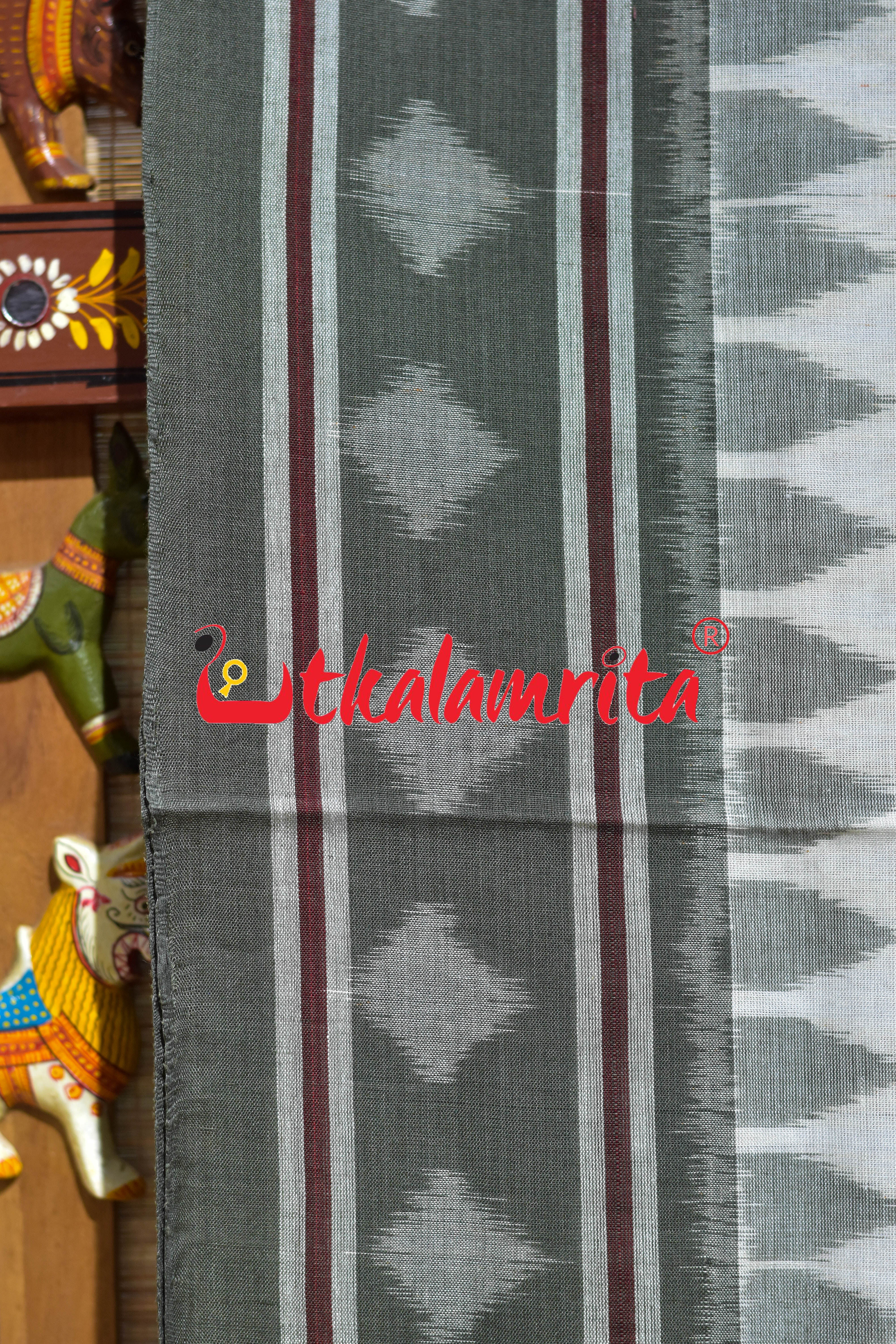 Peach Olive Pasapali Border Khandua Cotton Saree