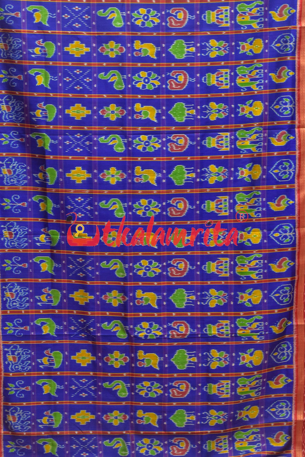 Blue Dotted Nabarangi Khandua Silk Saree