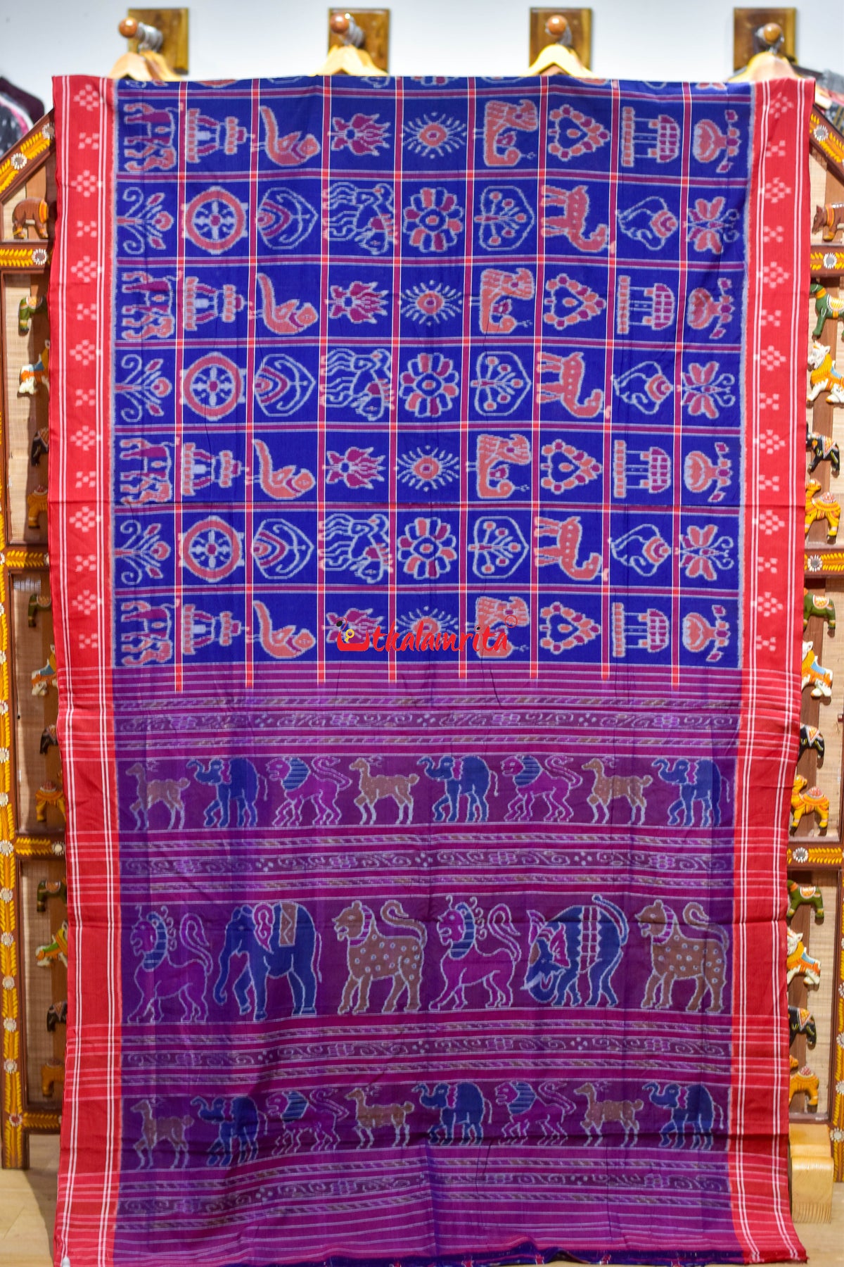 Bluish Red Pasapali Border Nabakothi Cotton Saree