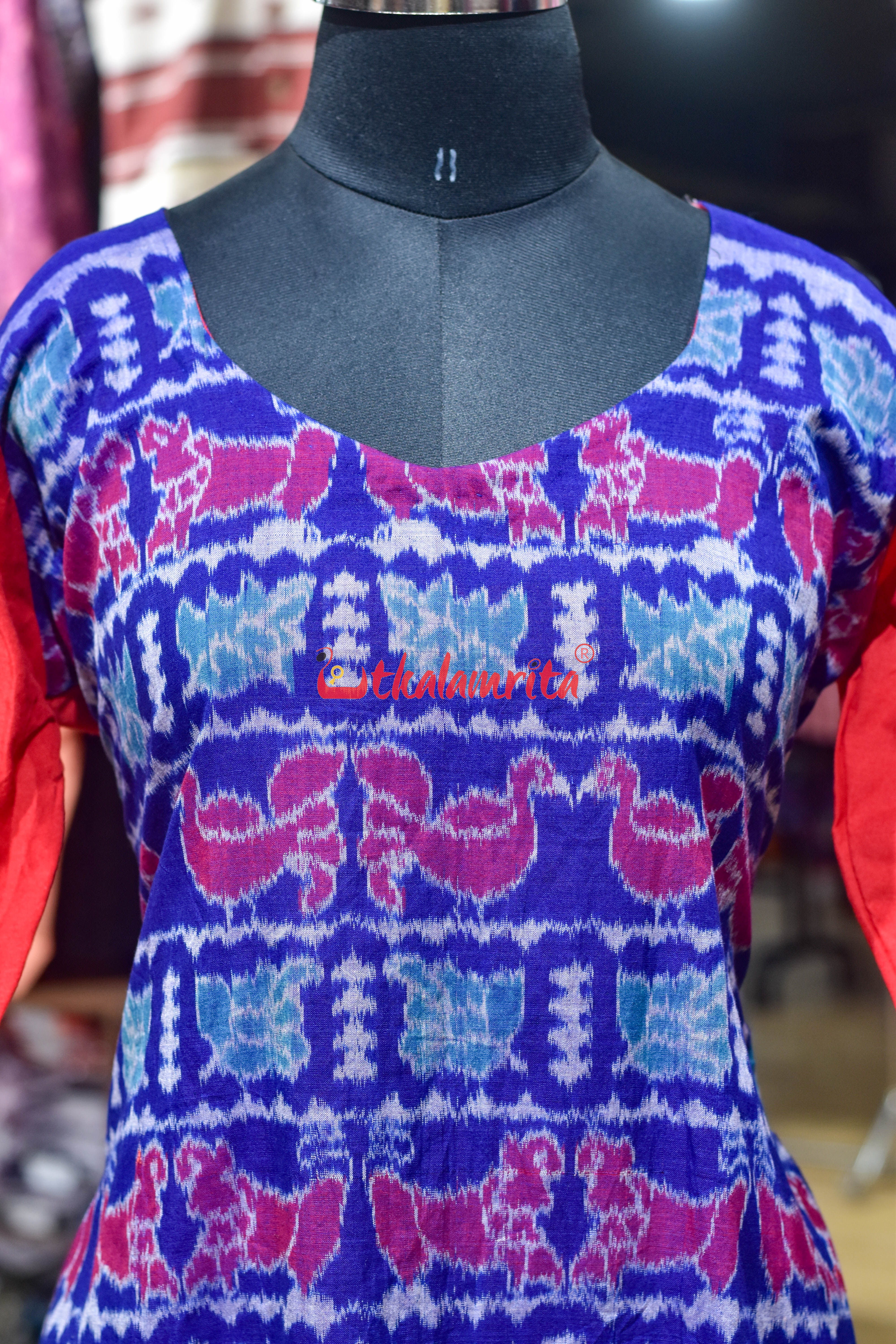 Sambalpuri Blue Birdsong (Ladies Kurti)