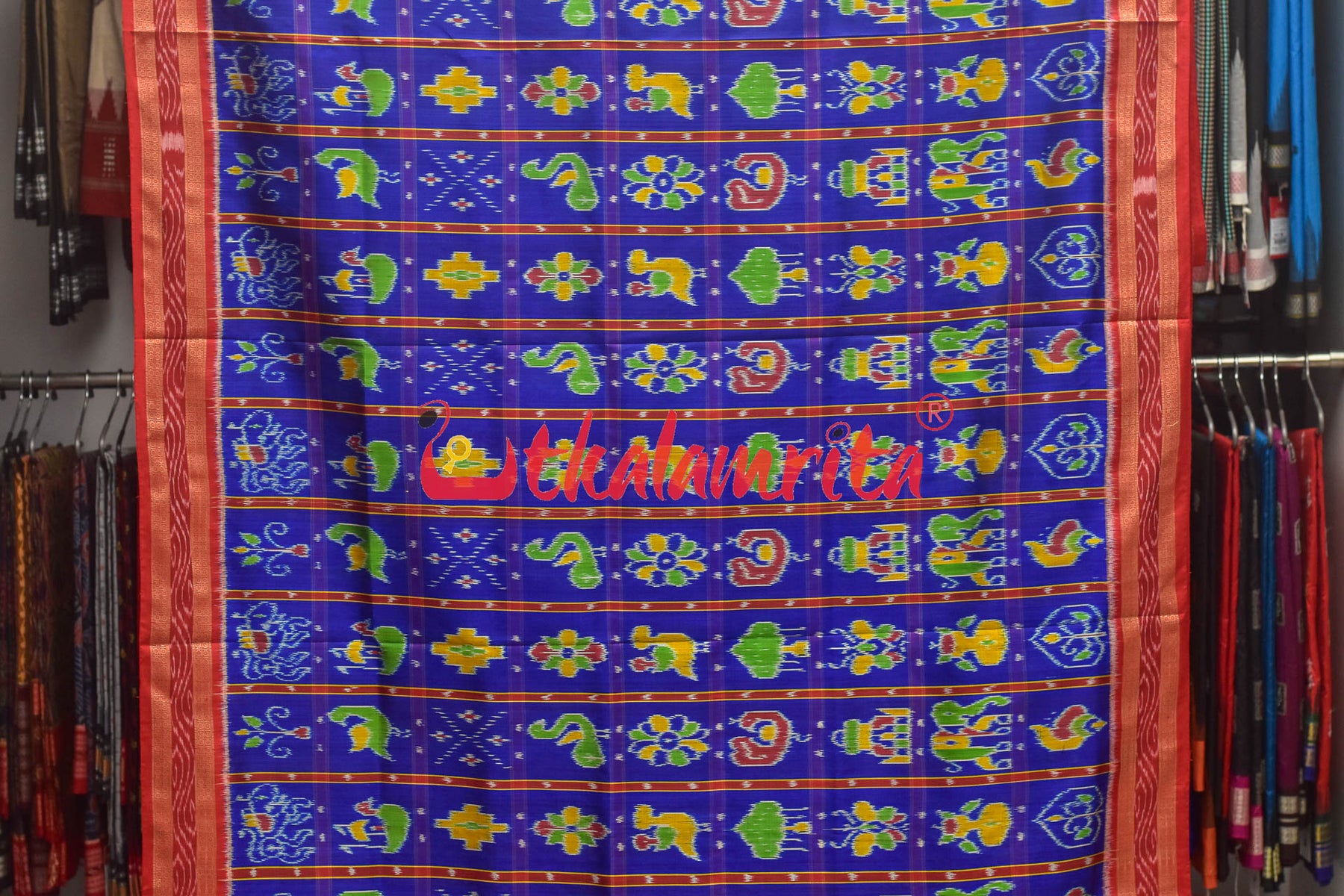 Blue Dotted Nabarangi Khandua Silk Saree