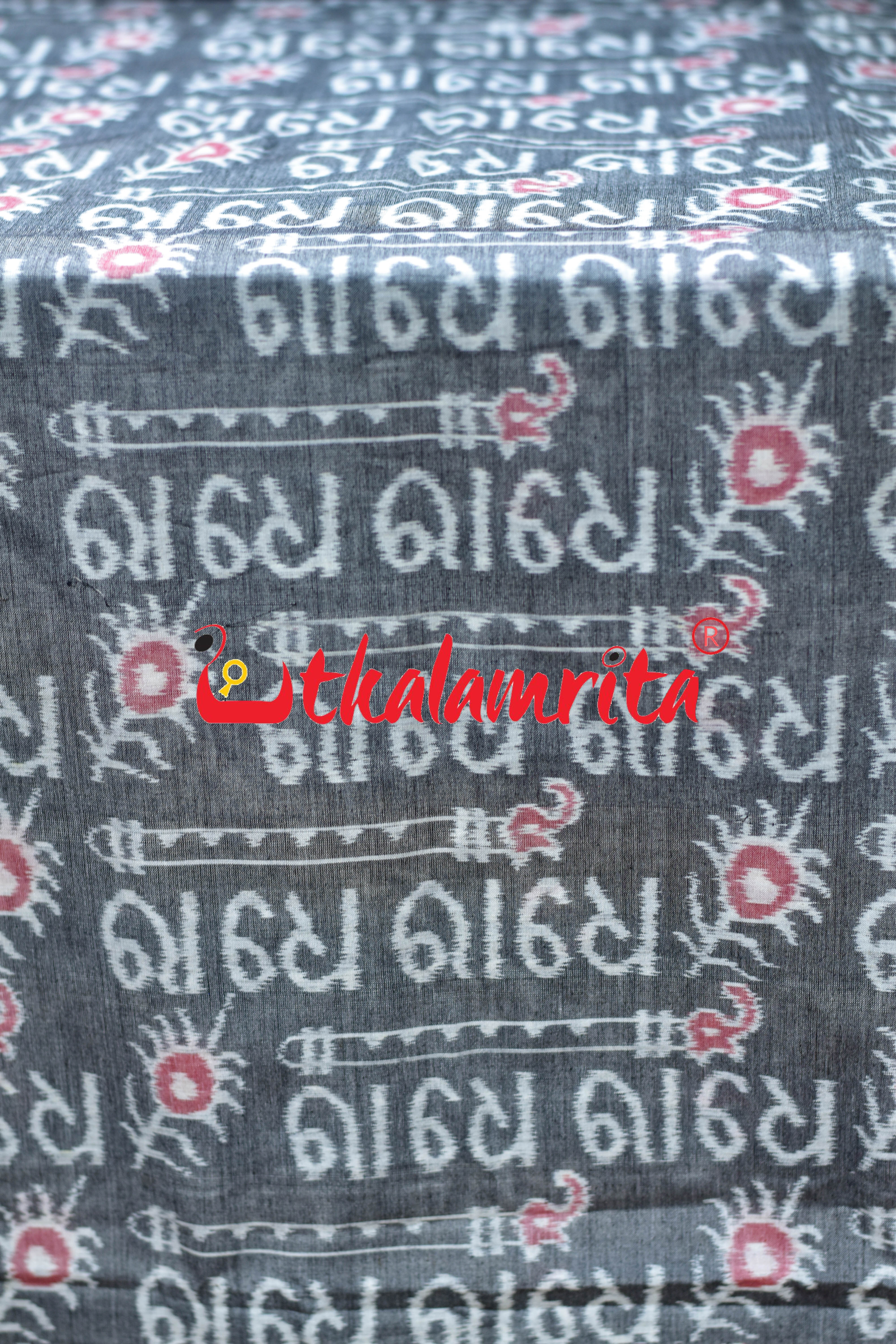 Grey Radhe Radhe Sambalpuri Cotton (Fabric)