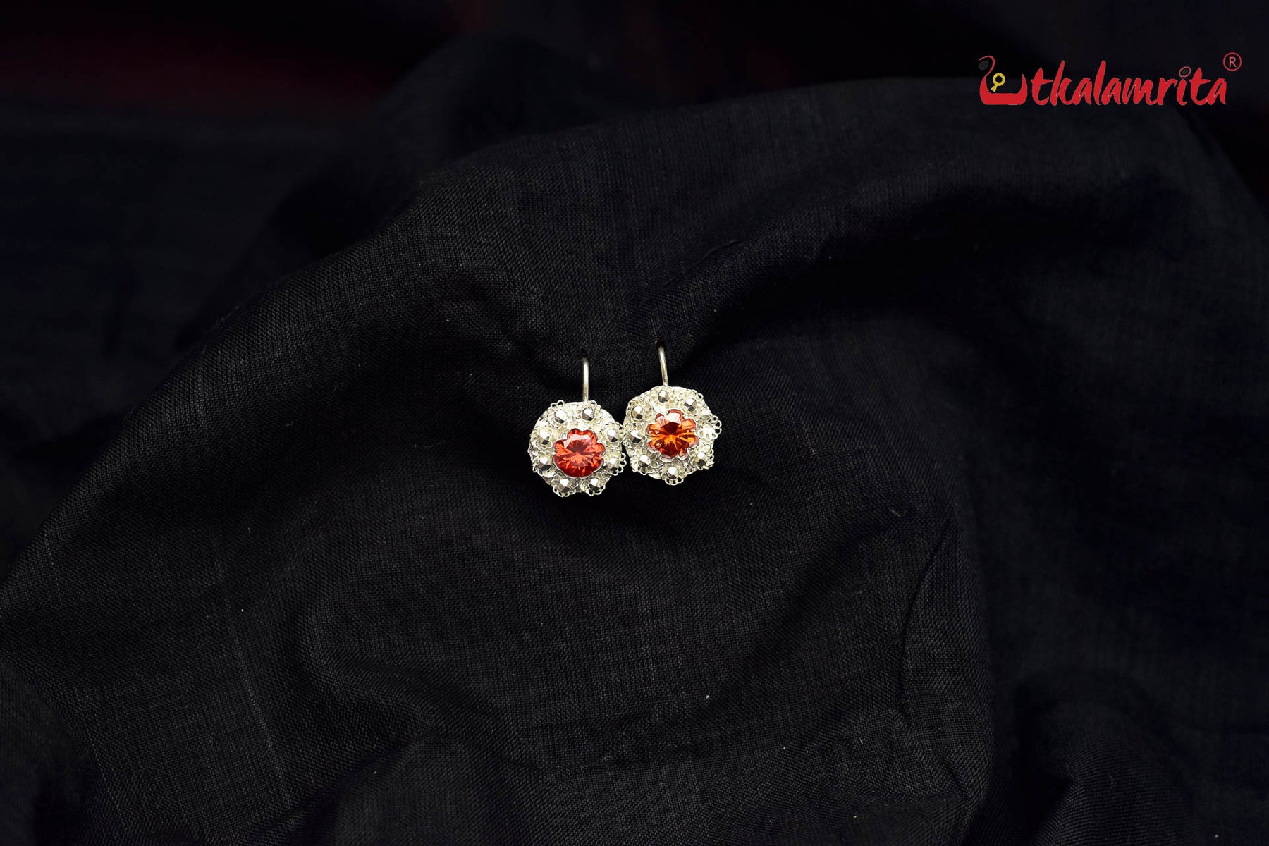 Orange Flower Silver Filigree Drops (Danglers)