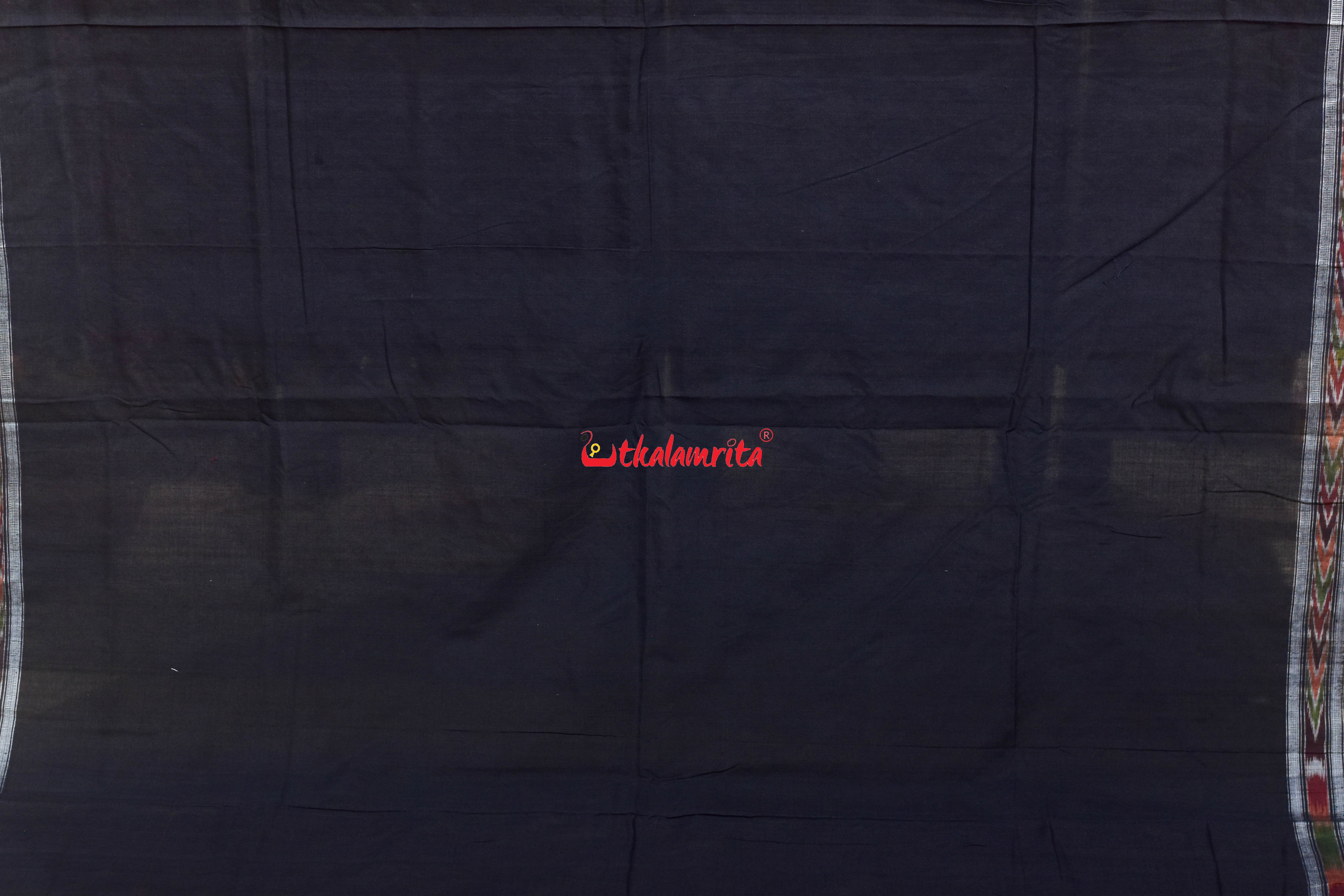 Maroon Black Nua Jhudi Sambalpuri Cotton Saree