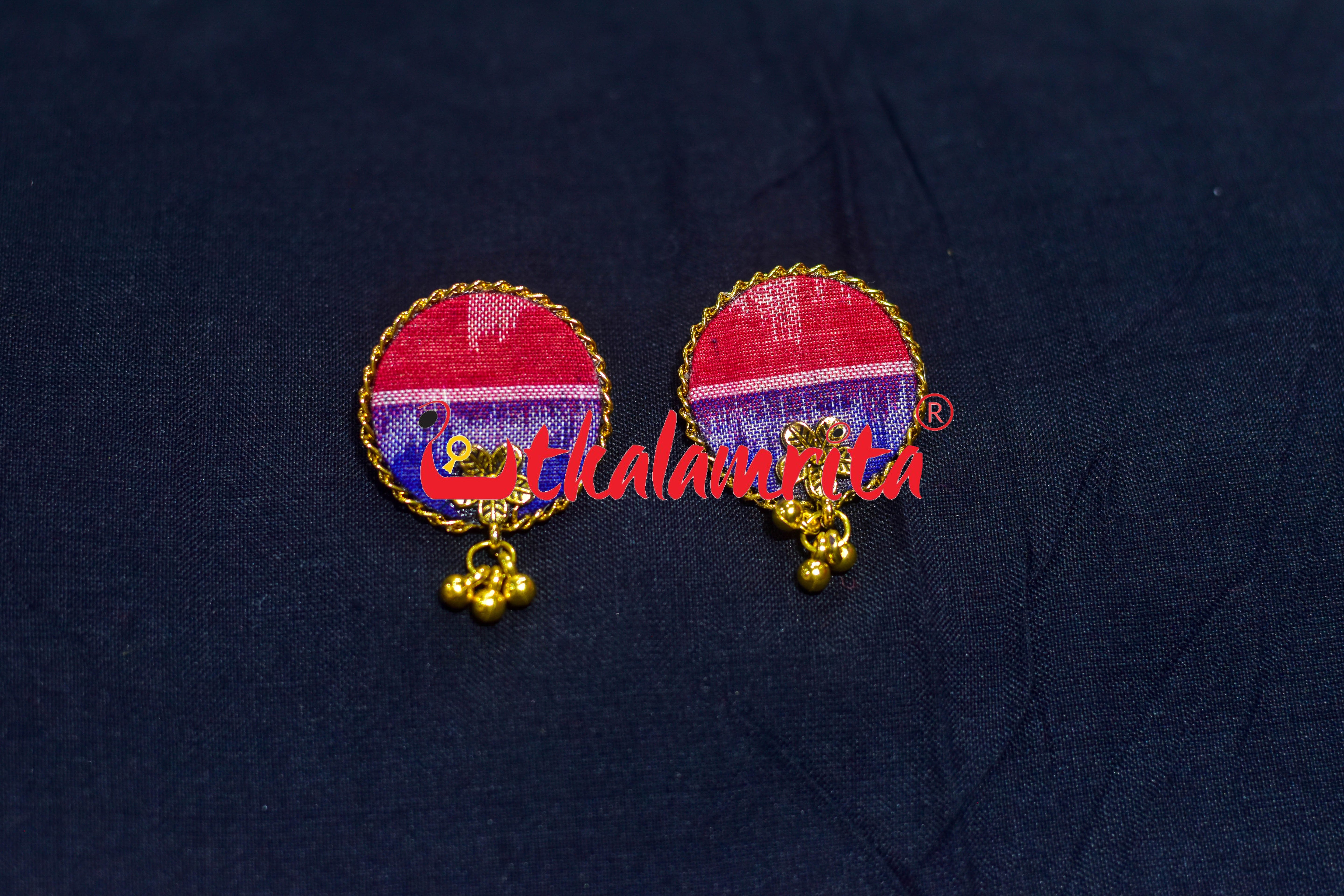 Blue Red Golden Round Small Necklace Set