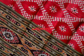 Red Black Tarabali Khandua Silk Saree
