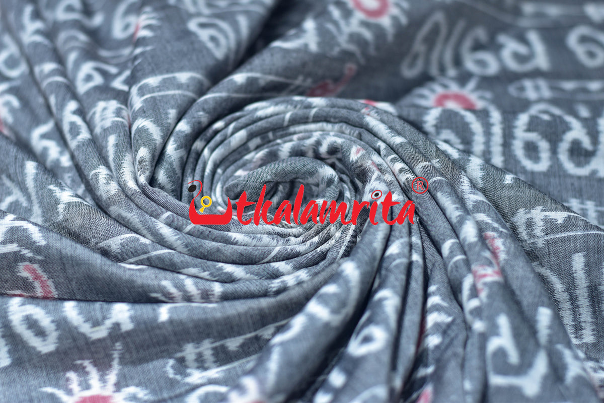 Grey Radhe Radhe Sambalpuri Cotton (Fabric)