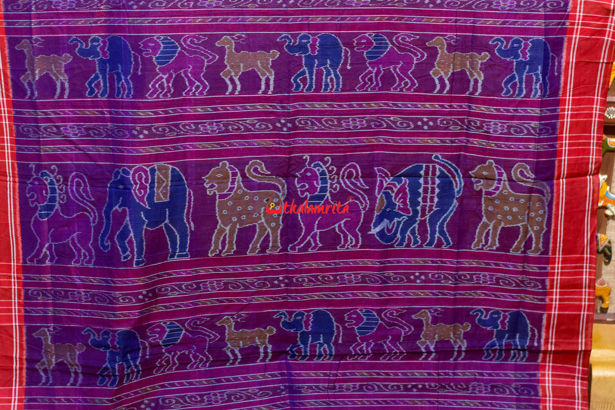 Bluish Red Pasapali Border Nabakothi Cotton Saree