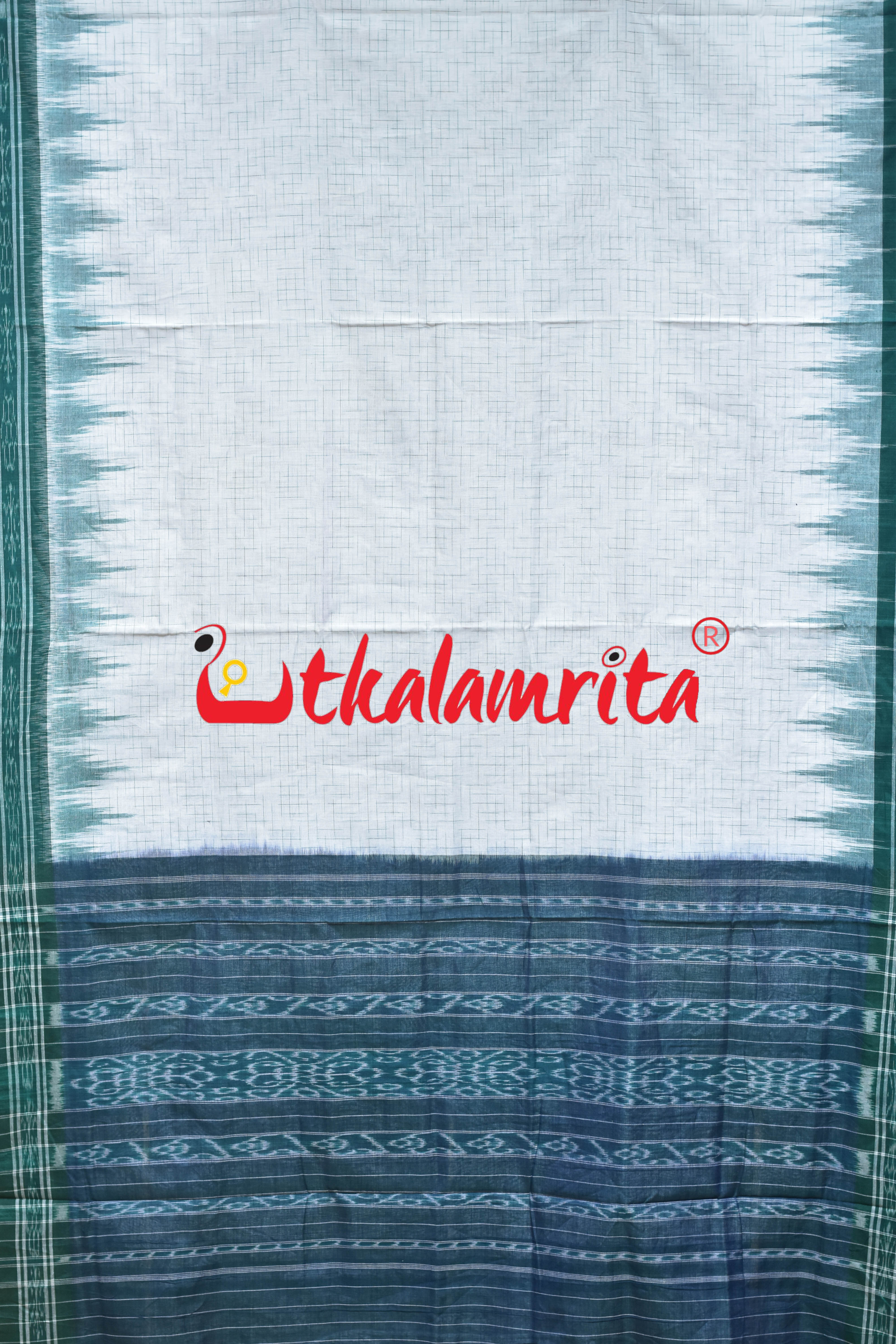 White Green Jharana Cotton Saree