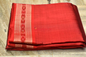 Maroon with Border Khandua Silk (Fabric)