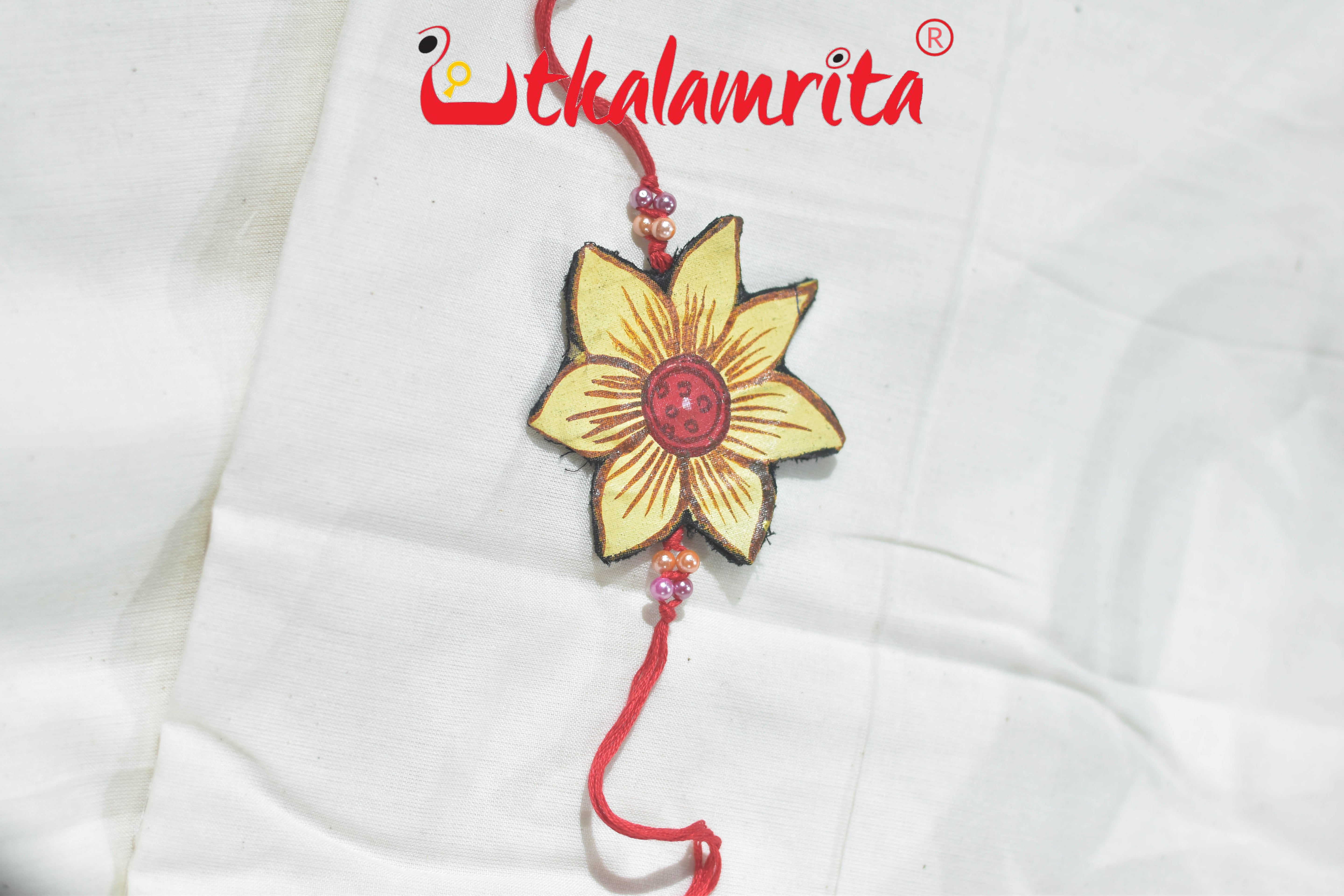 Mustard Flower Pattachitra (Ikat Rakhi)
