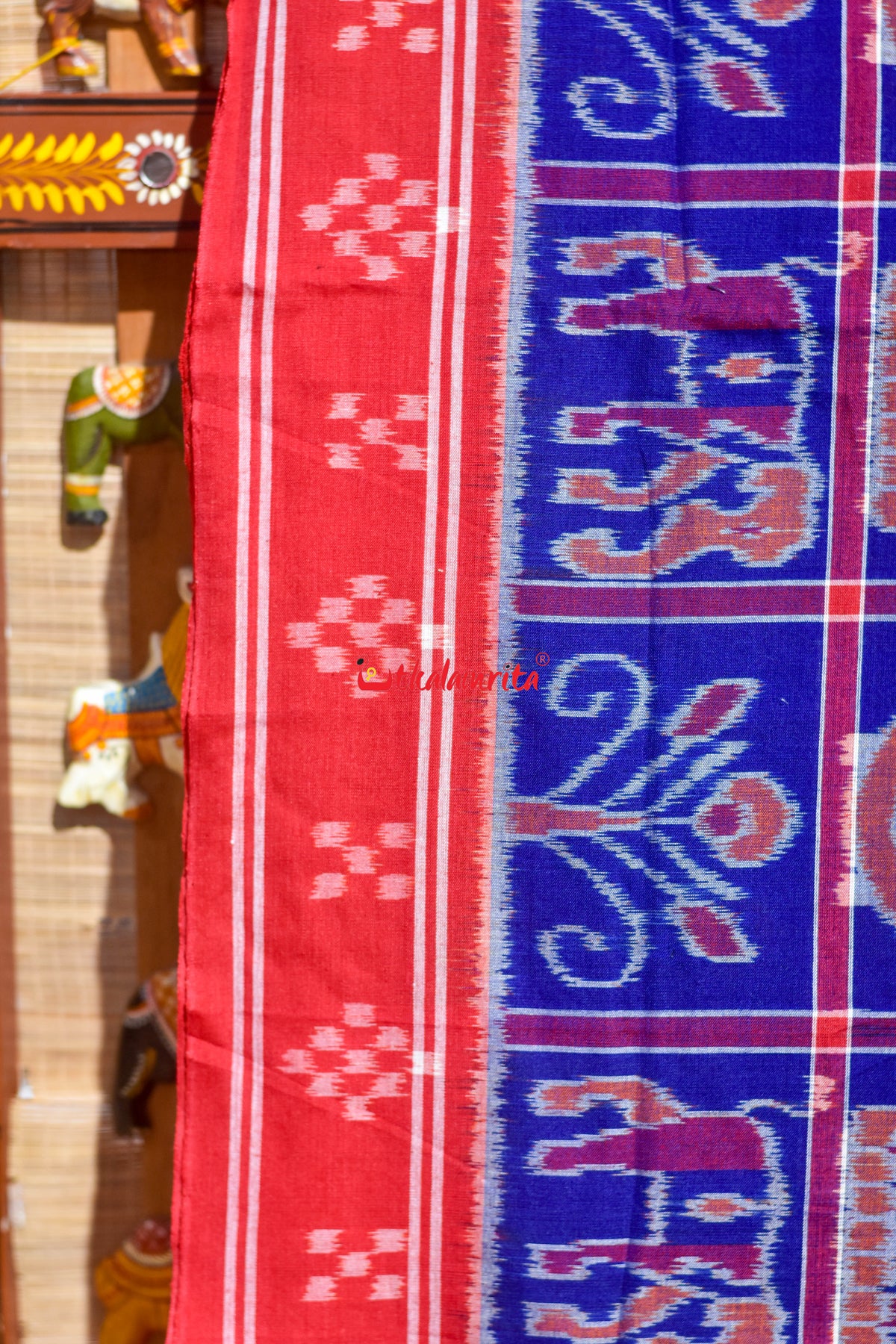 Bluish Red Pasapali Border Nabakothi Cotton Saree