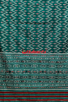 Bottle Green Star Taranga Red Cotton Saree