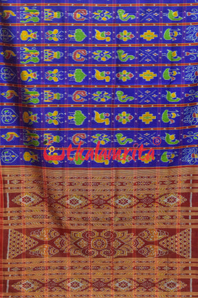 Blue Dotted Nabarangi Khandua Silk Saree