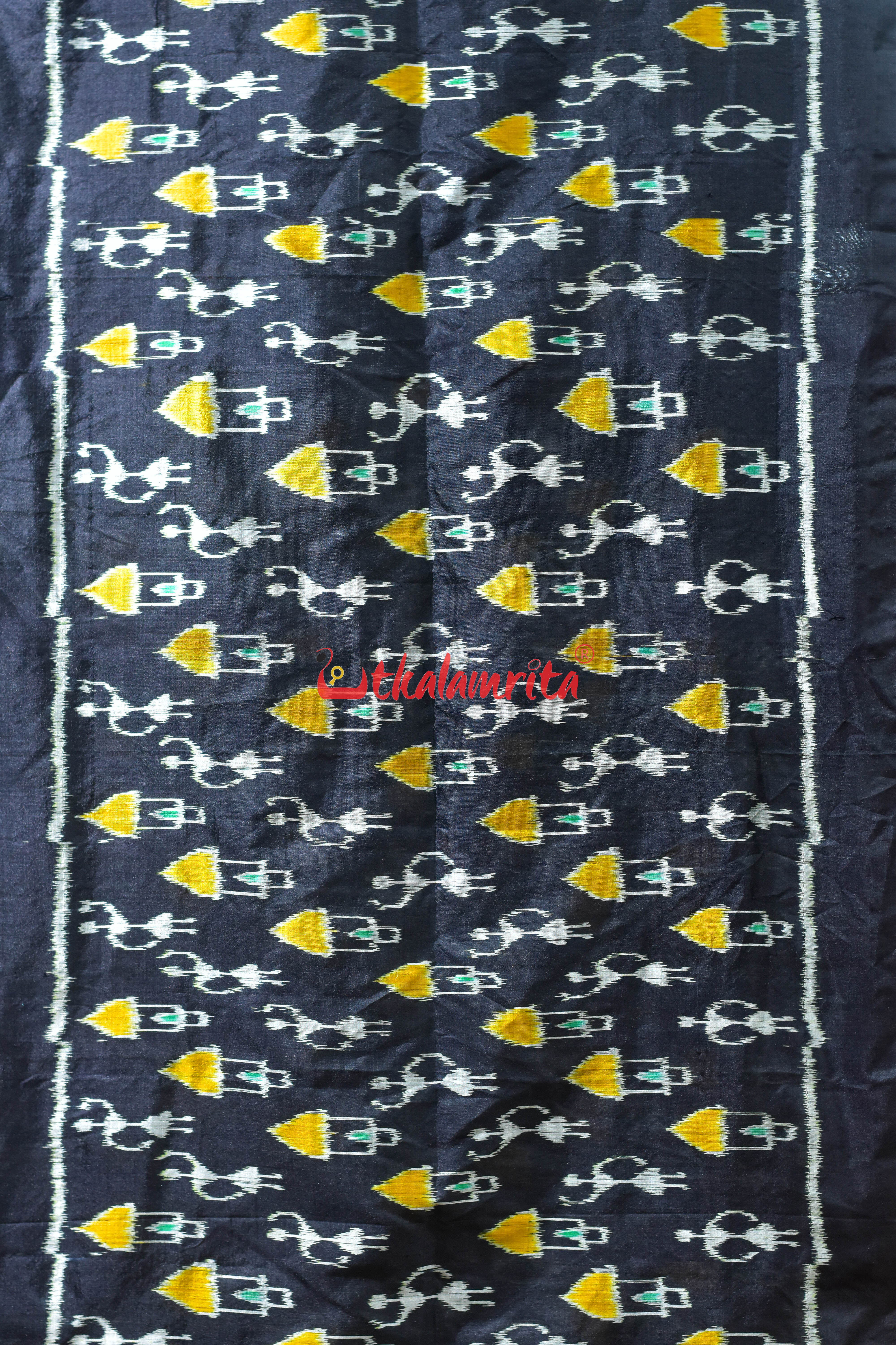 Tribal Black Silk Stole