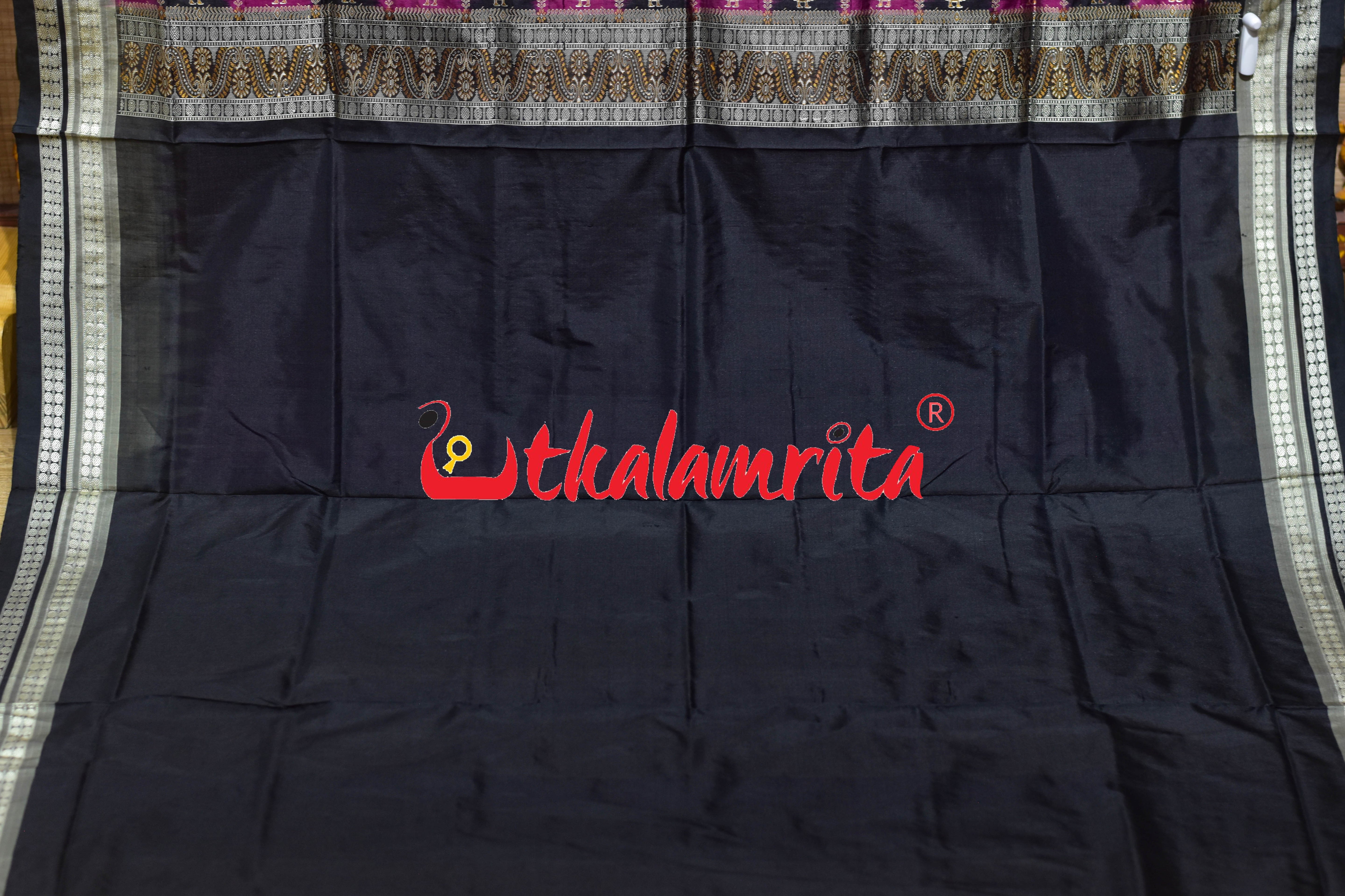 Magenta with Double Border Doll Bomkai Silk Saree
