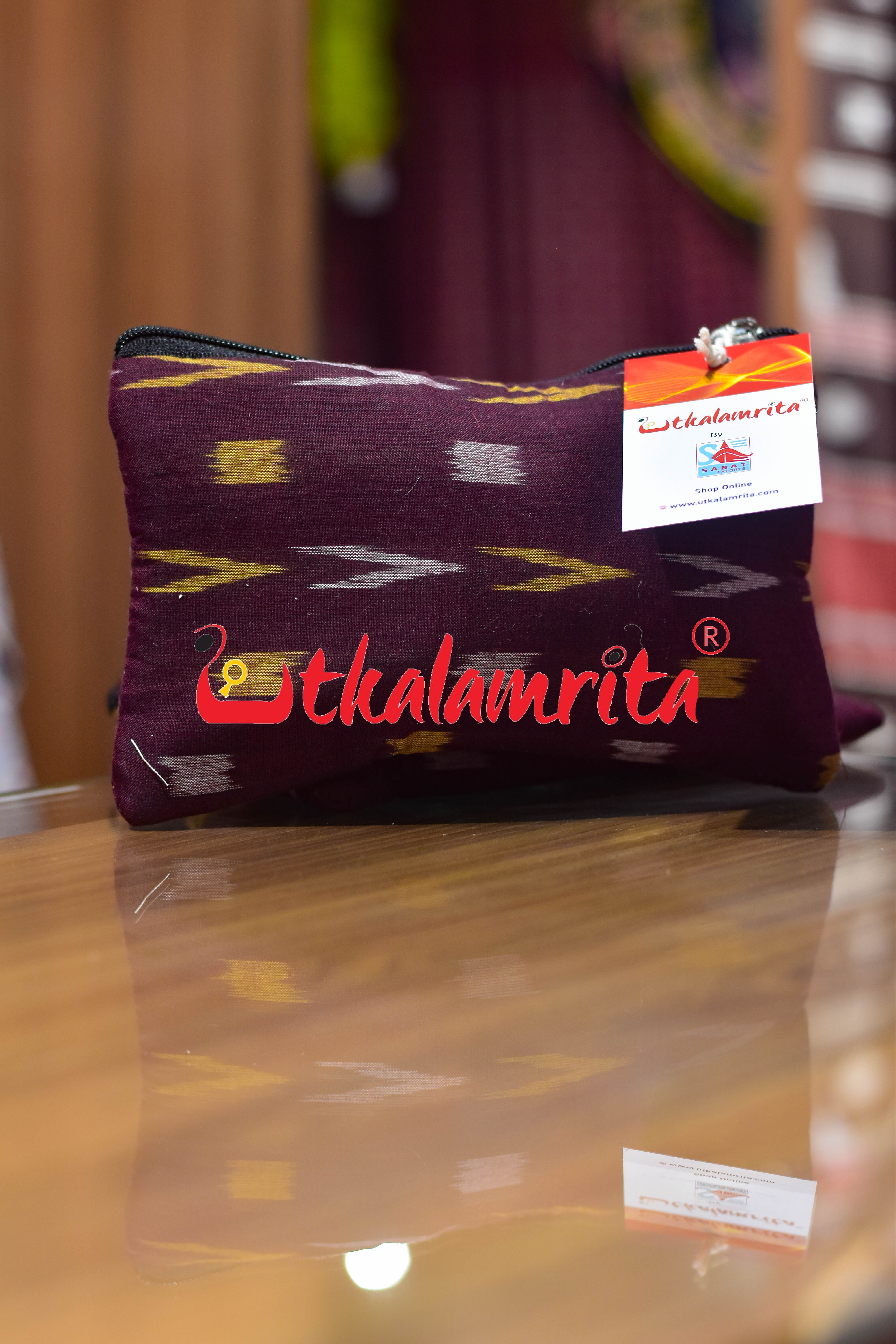 Maroon Yellow Dhanpatri Small Purse