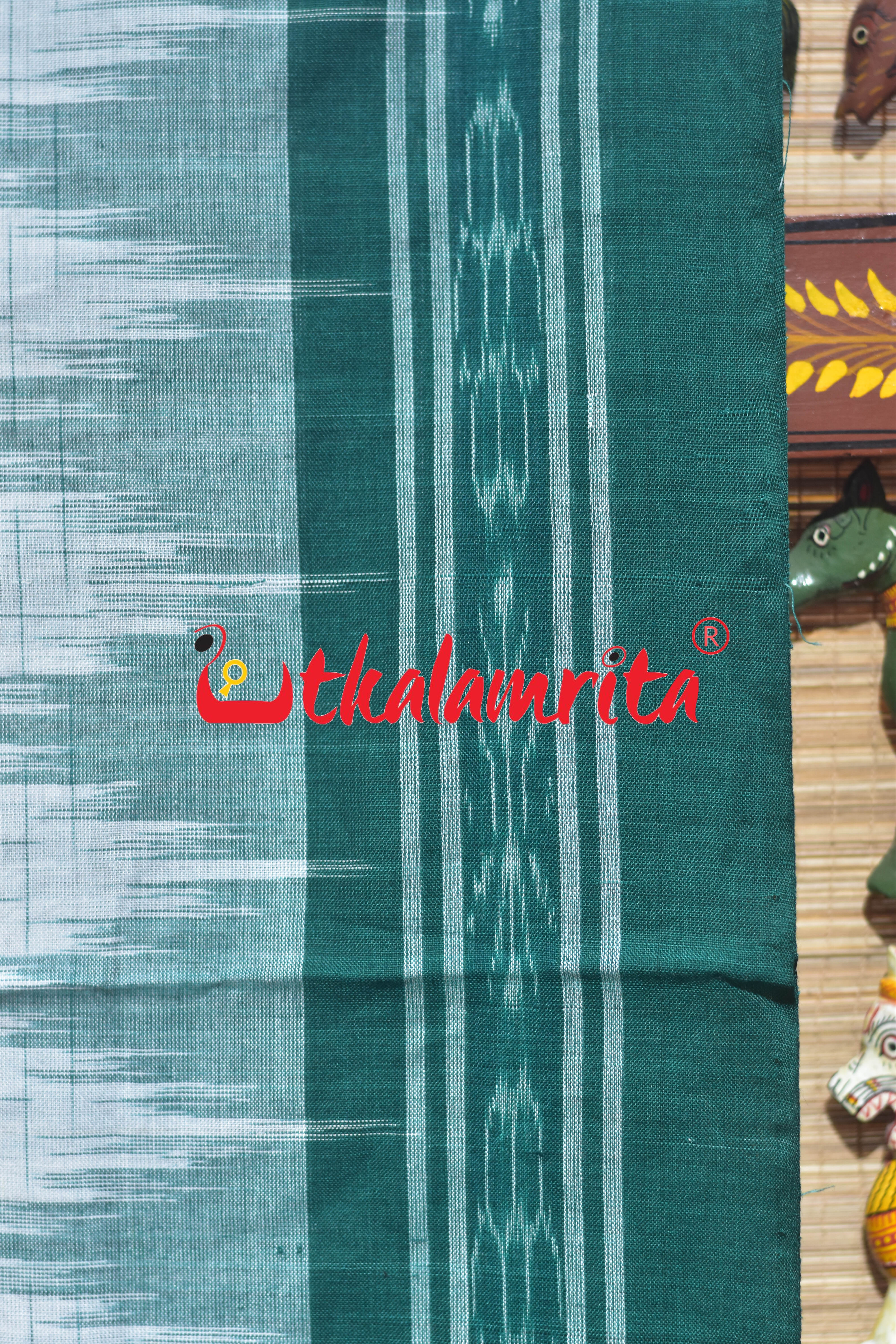 White Green Jharana Cotton Saree