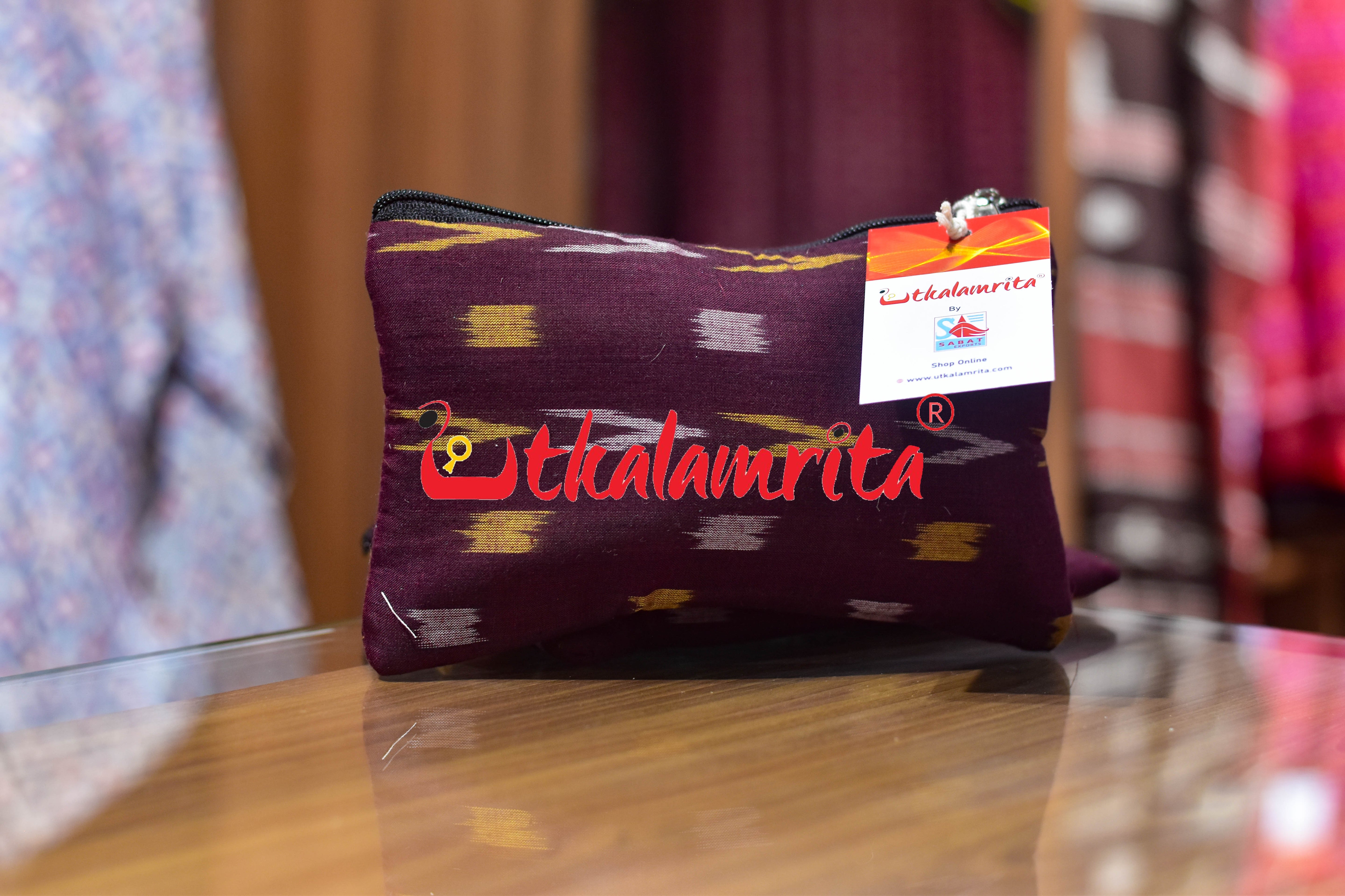 Maroon Yellow Dhanpatri Small Purse