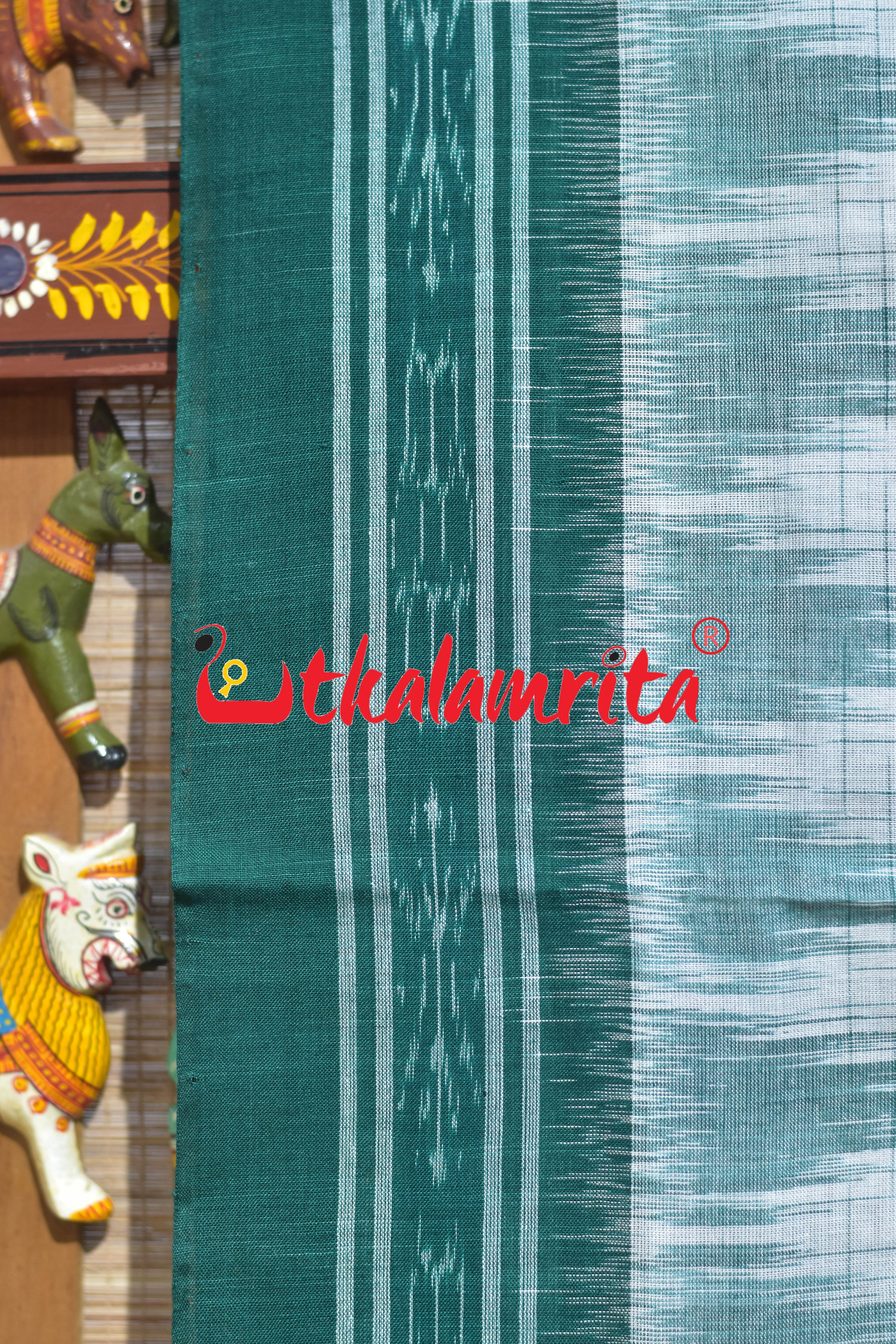 White Green Jharana Cotton Saree