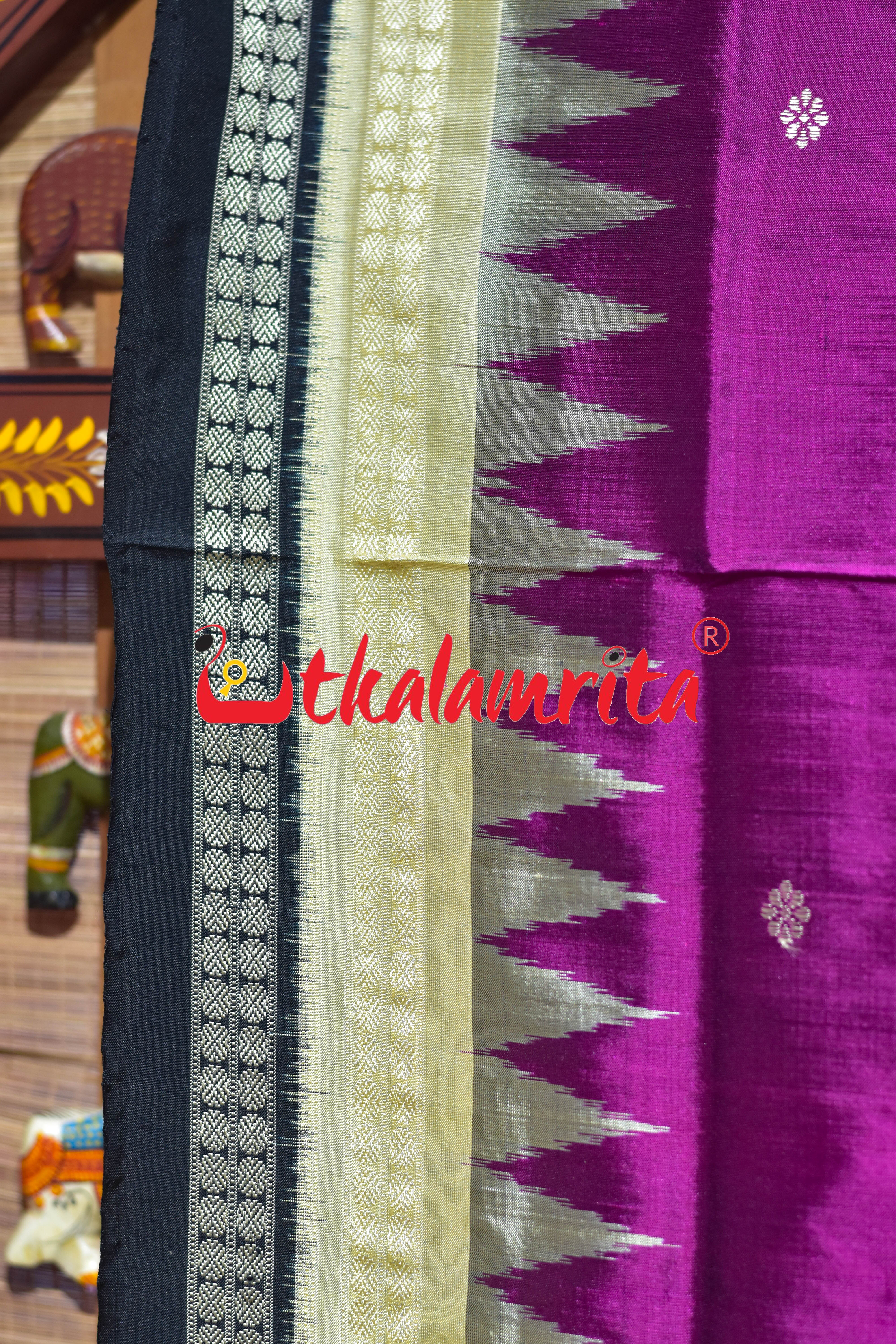 Magenta with Double Border Doll Bomkai Silk Saree