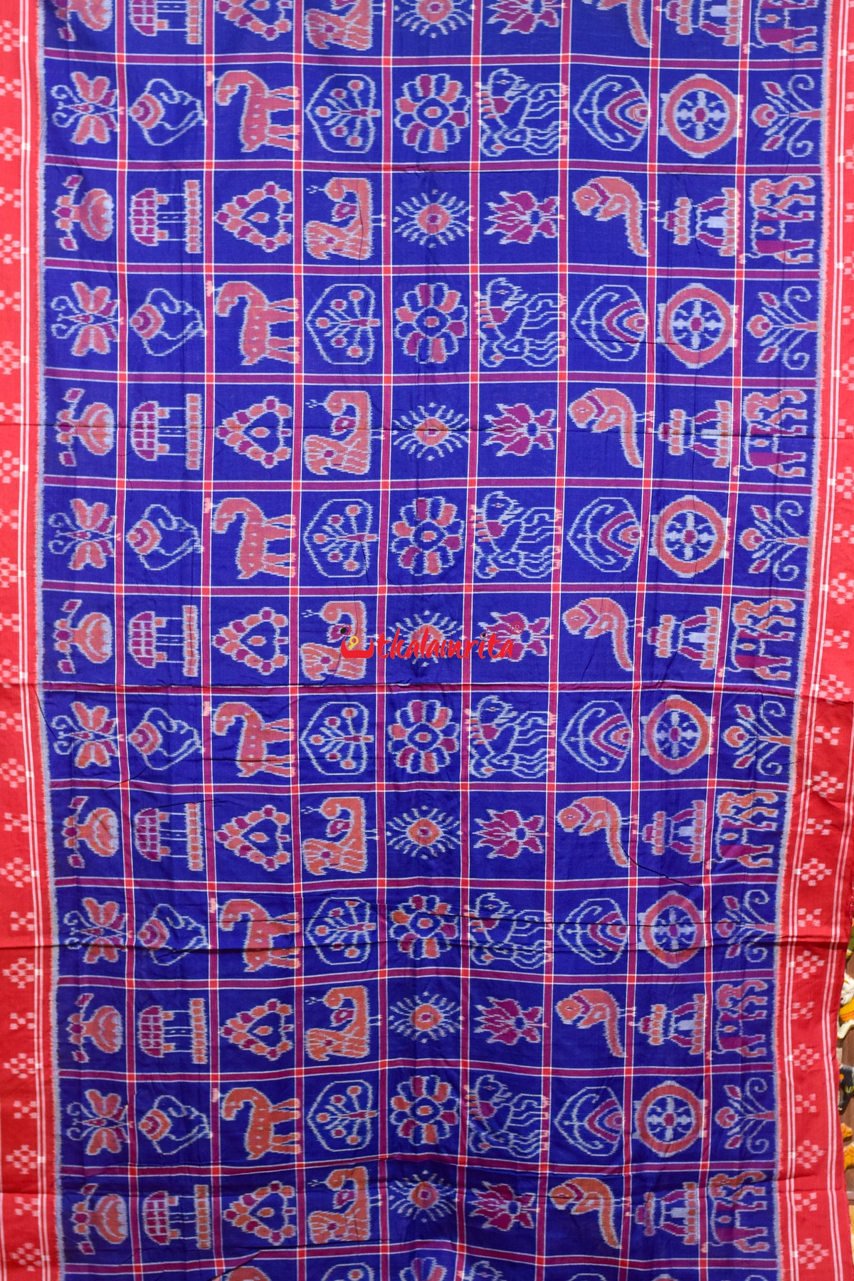 Bluish Red Pasapali Border Nabakothi Cotton Saree