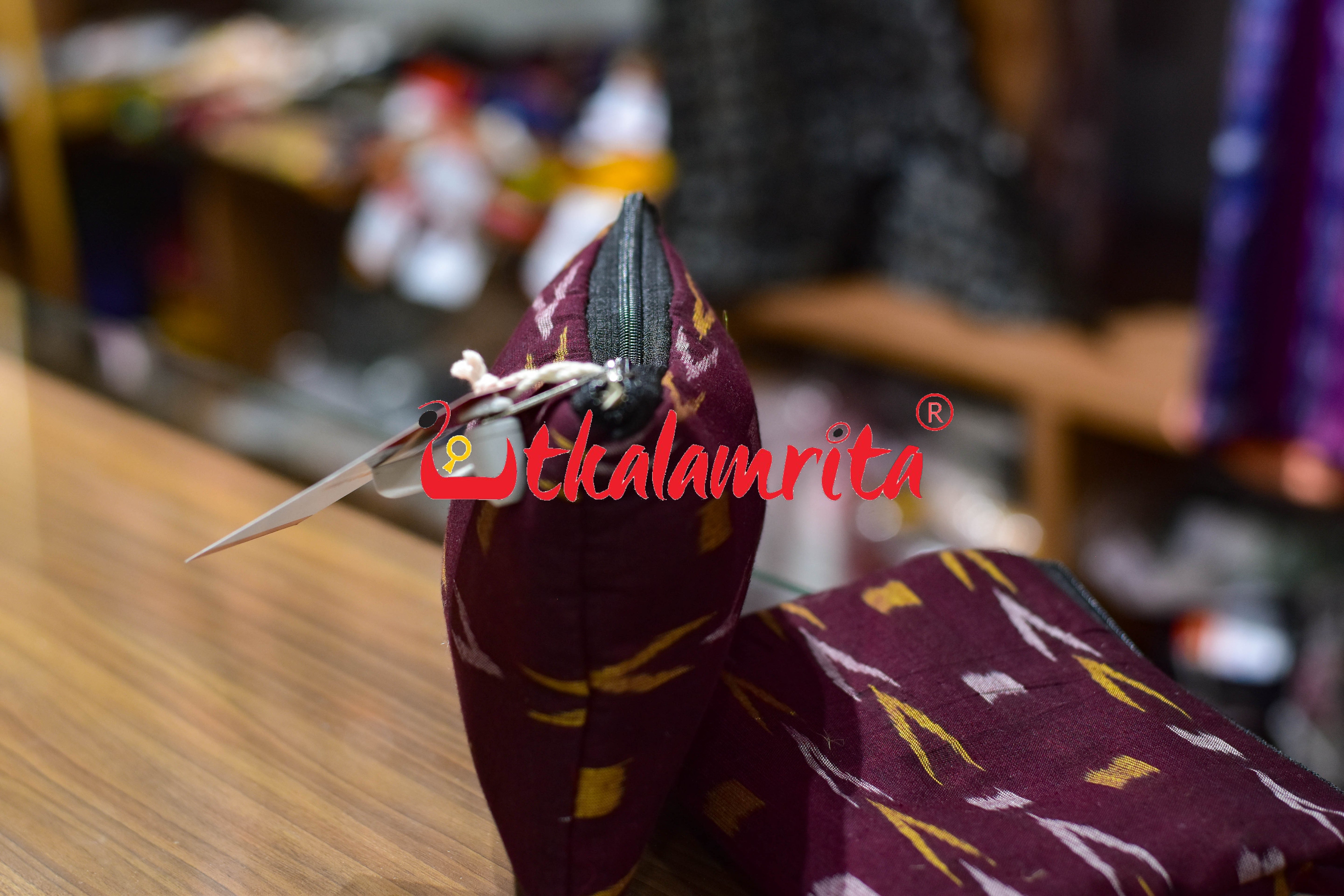 Maroon Yellow Dhanpatri Small Purse