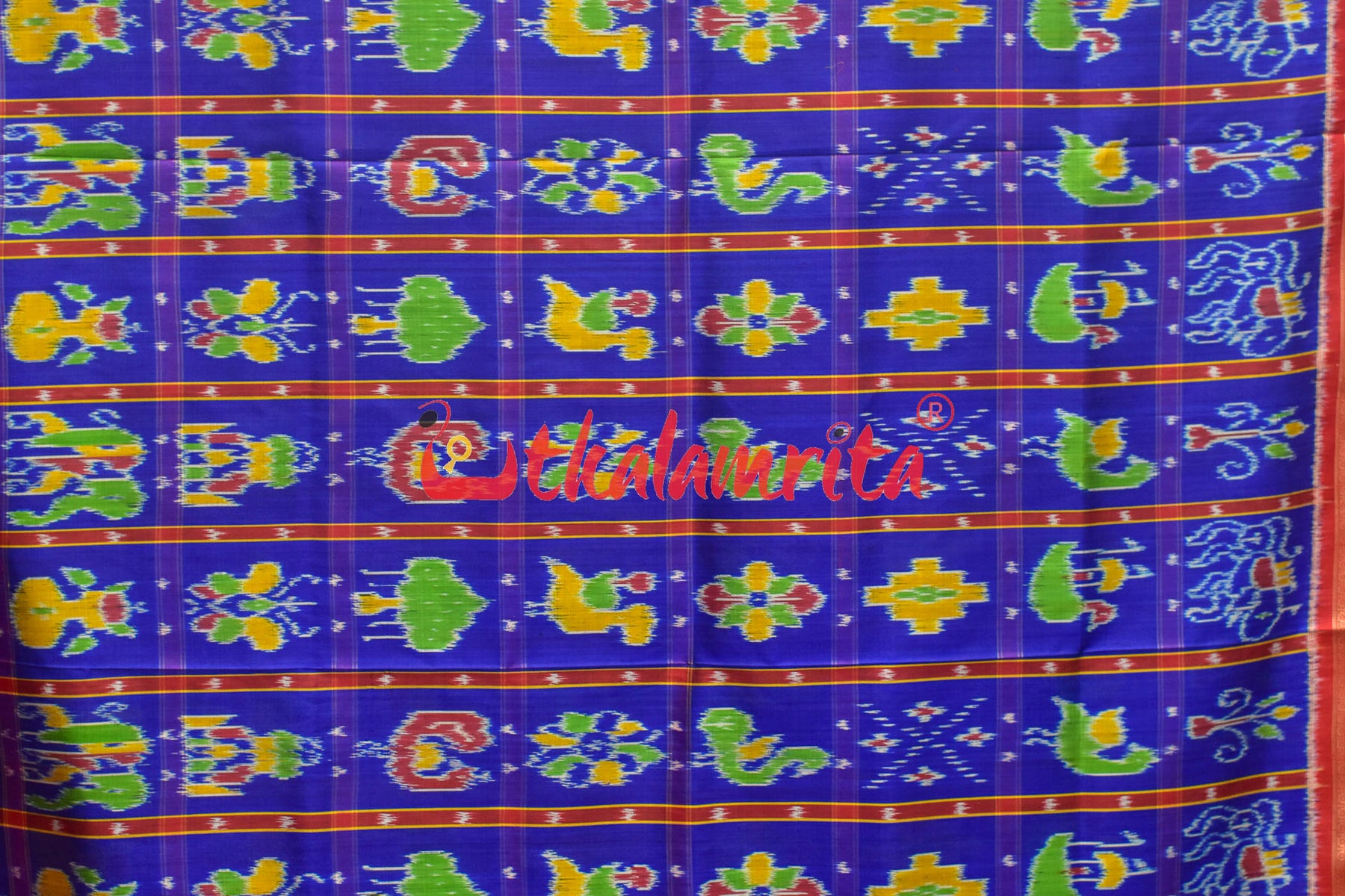 Blue Dotted Nabarangi Khandua Silk Saree