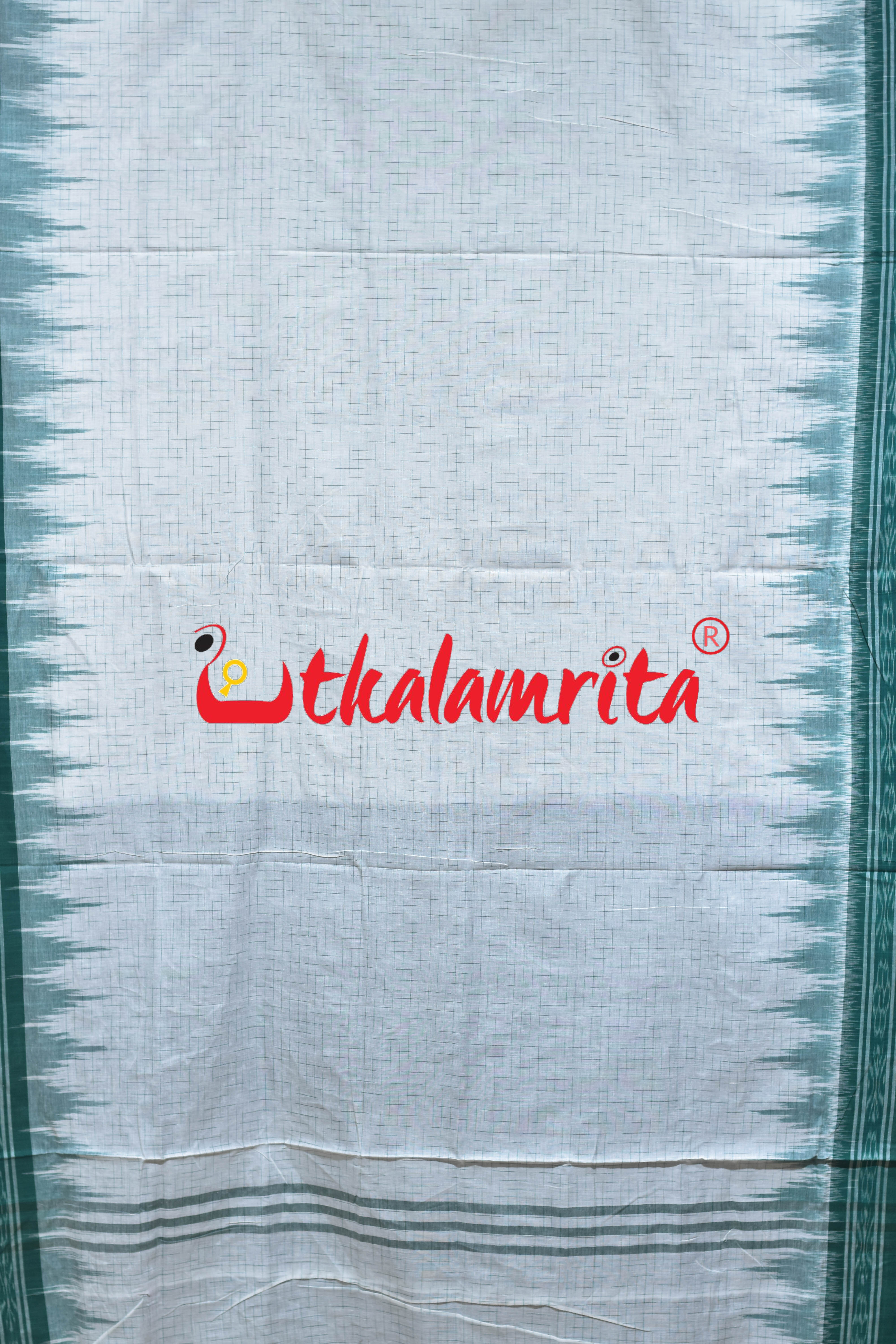 White Green Jharana Cotton Saree