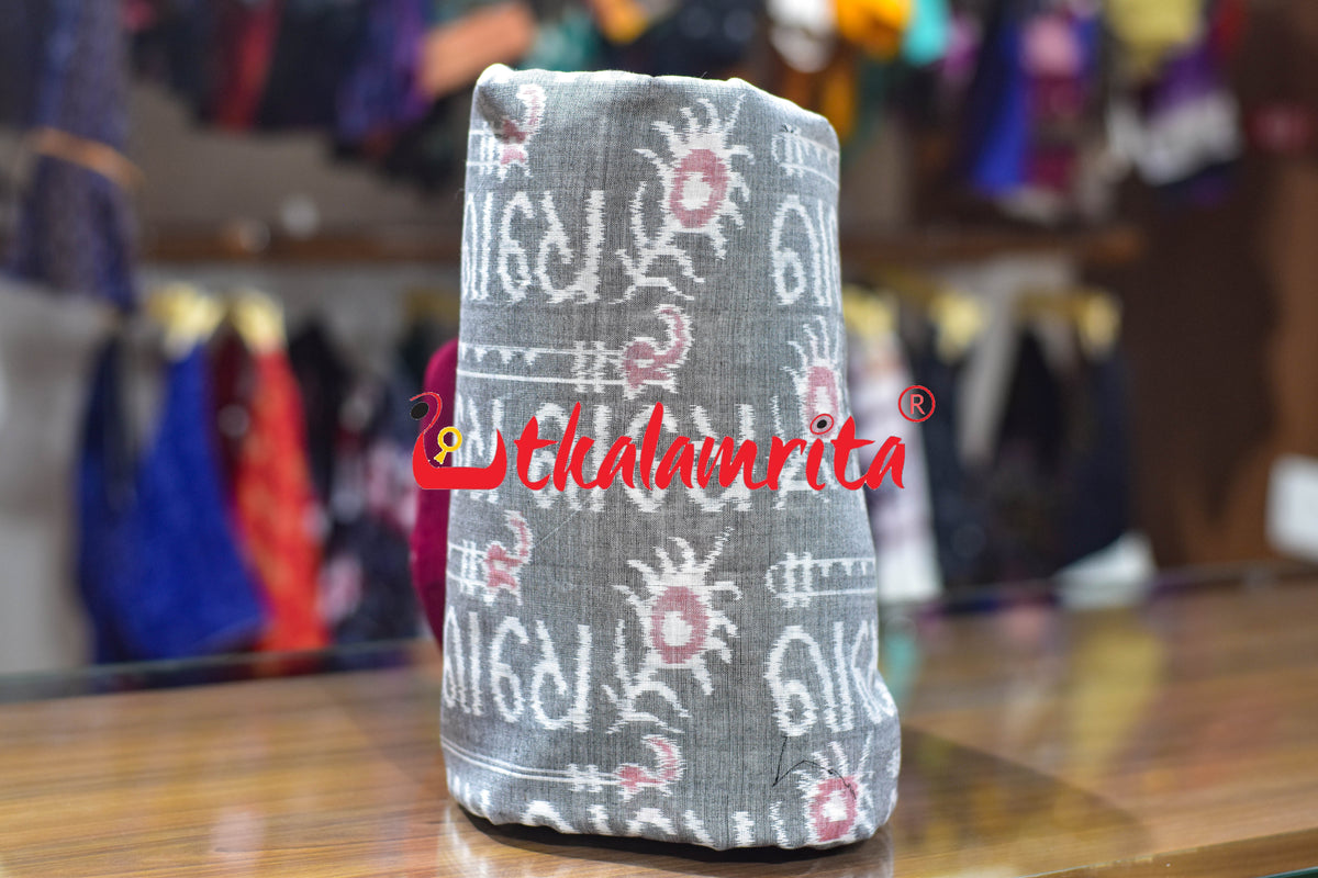 Grey Radhe Radhe Sambalpuri Cotton (Fabric)