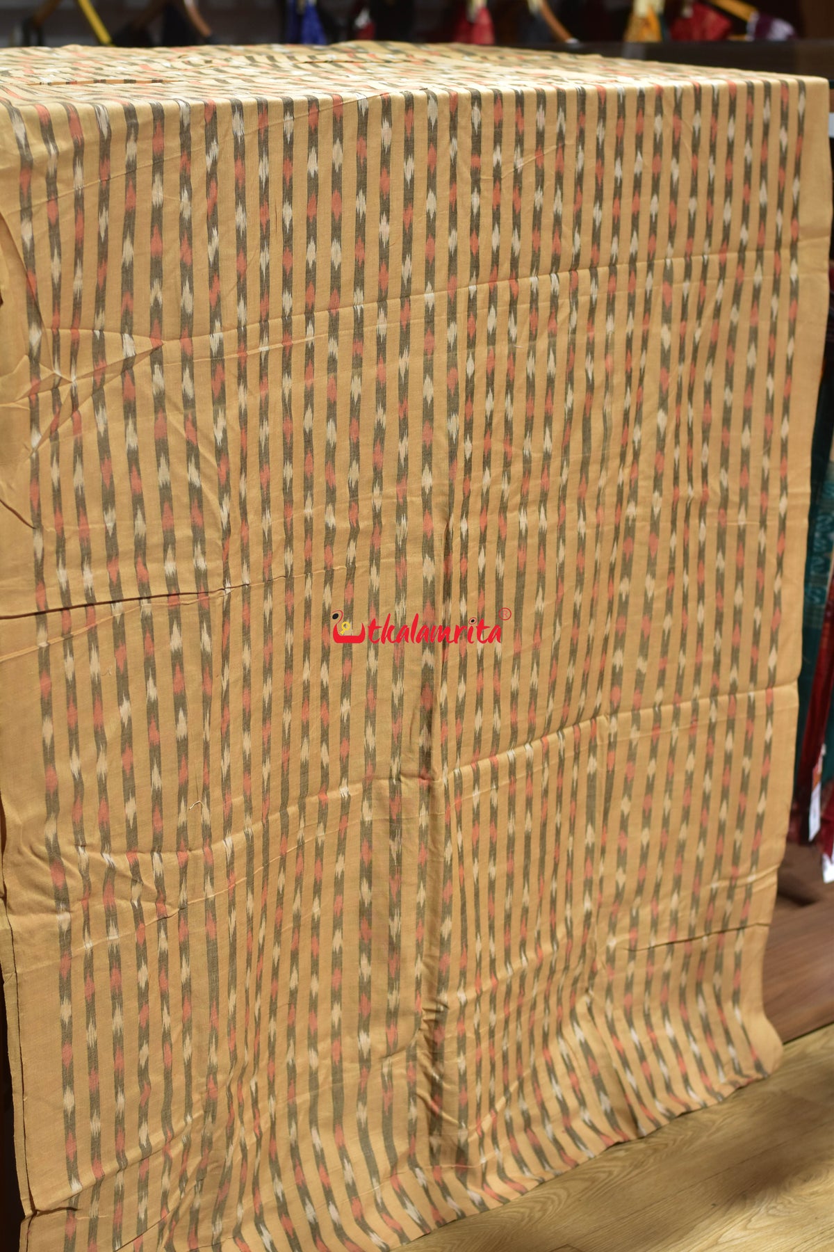 dark cream lines Dots cotton fabric