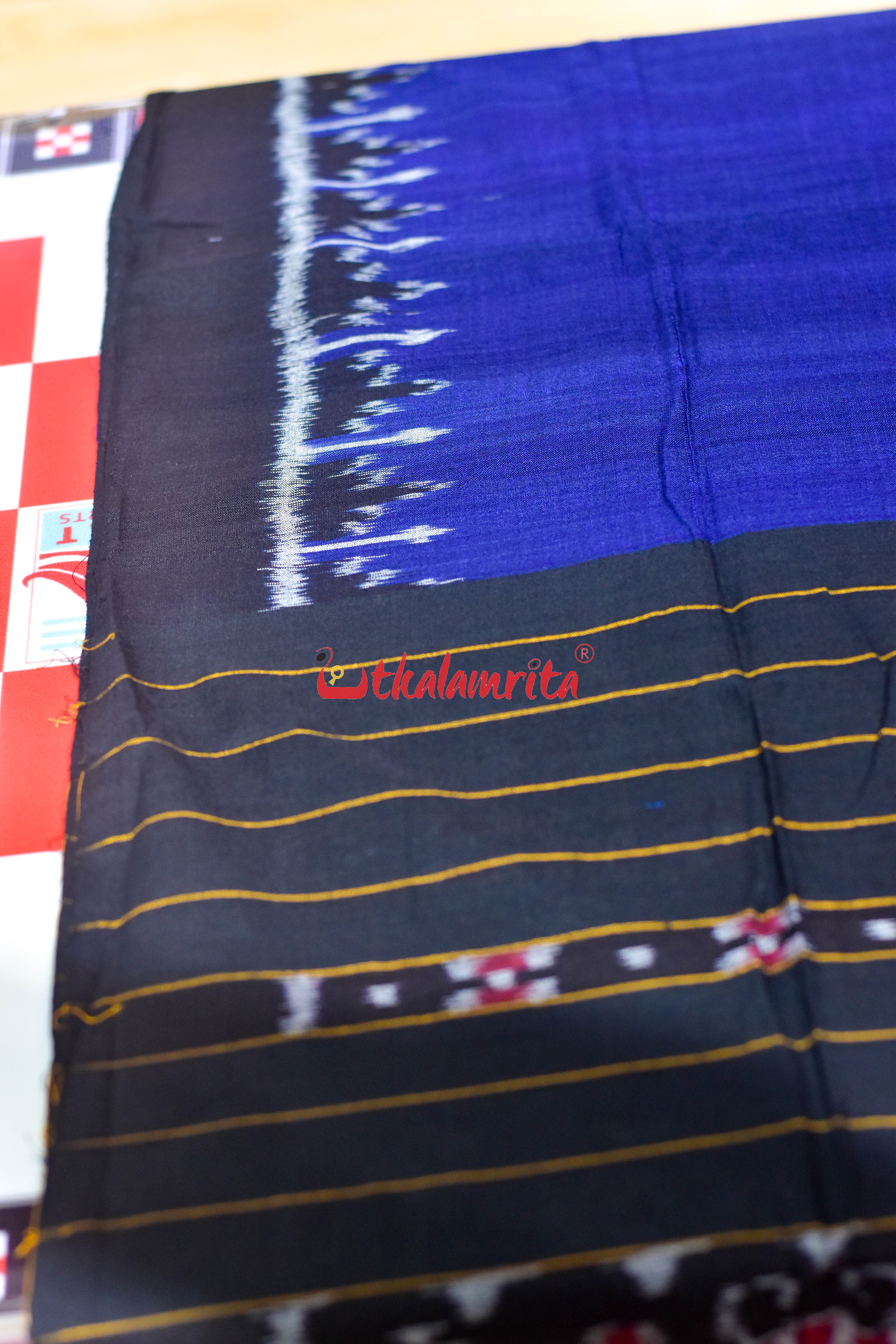 Black Navy Blue Big Flower Bandha Cotton Dress Set