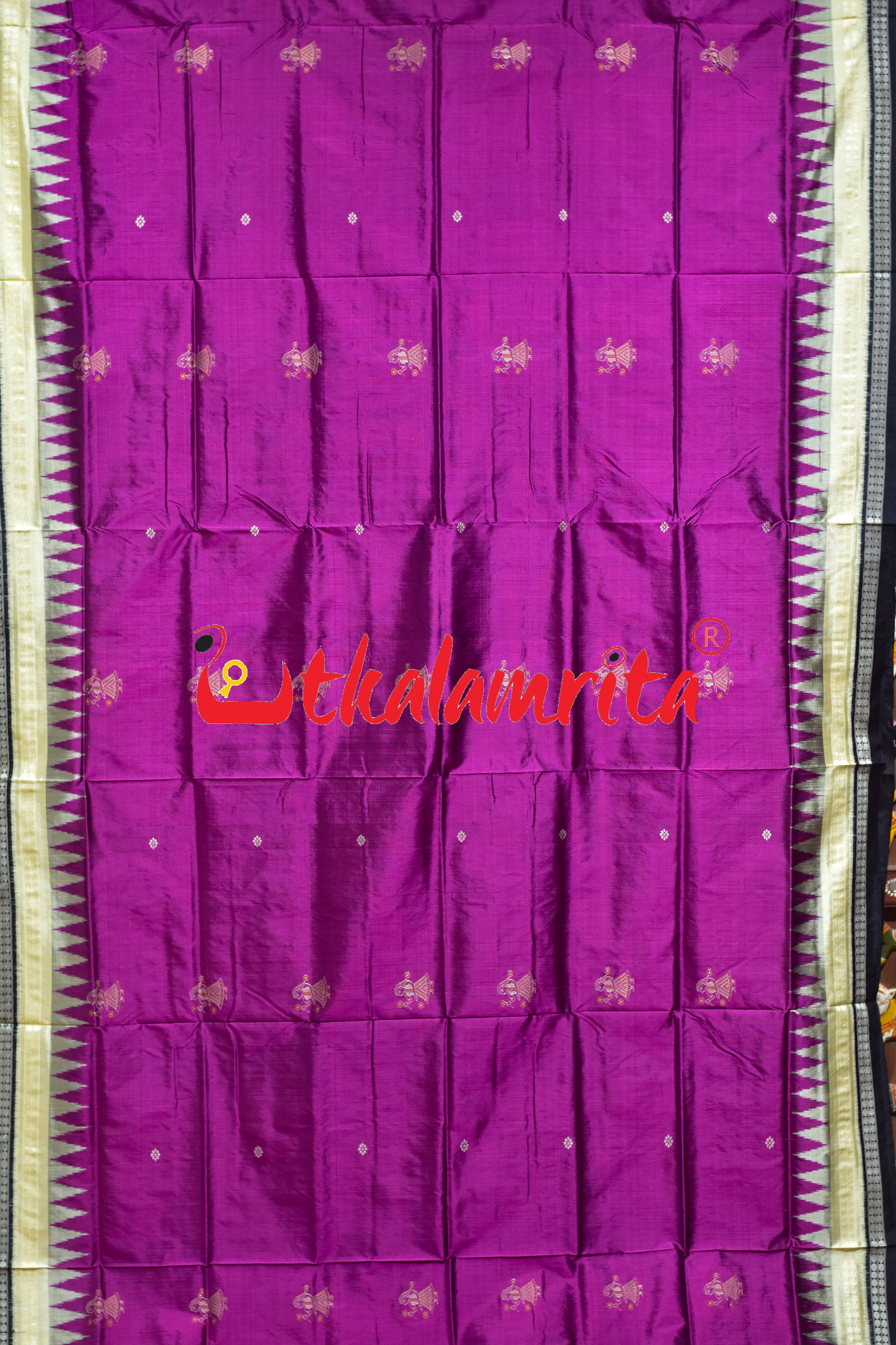 Magenta with Double Border Doll Bomkai Silk Saree