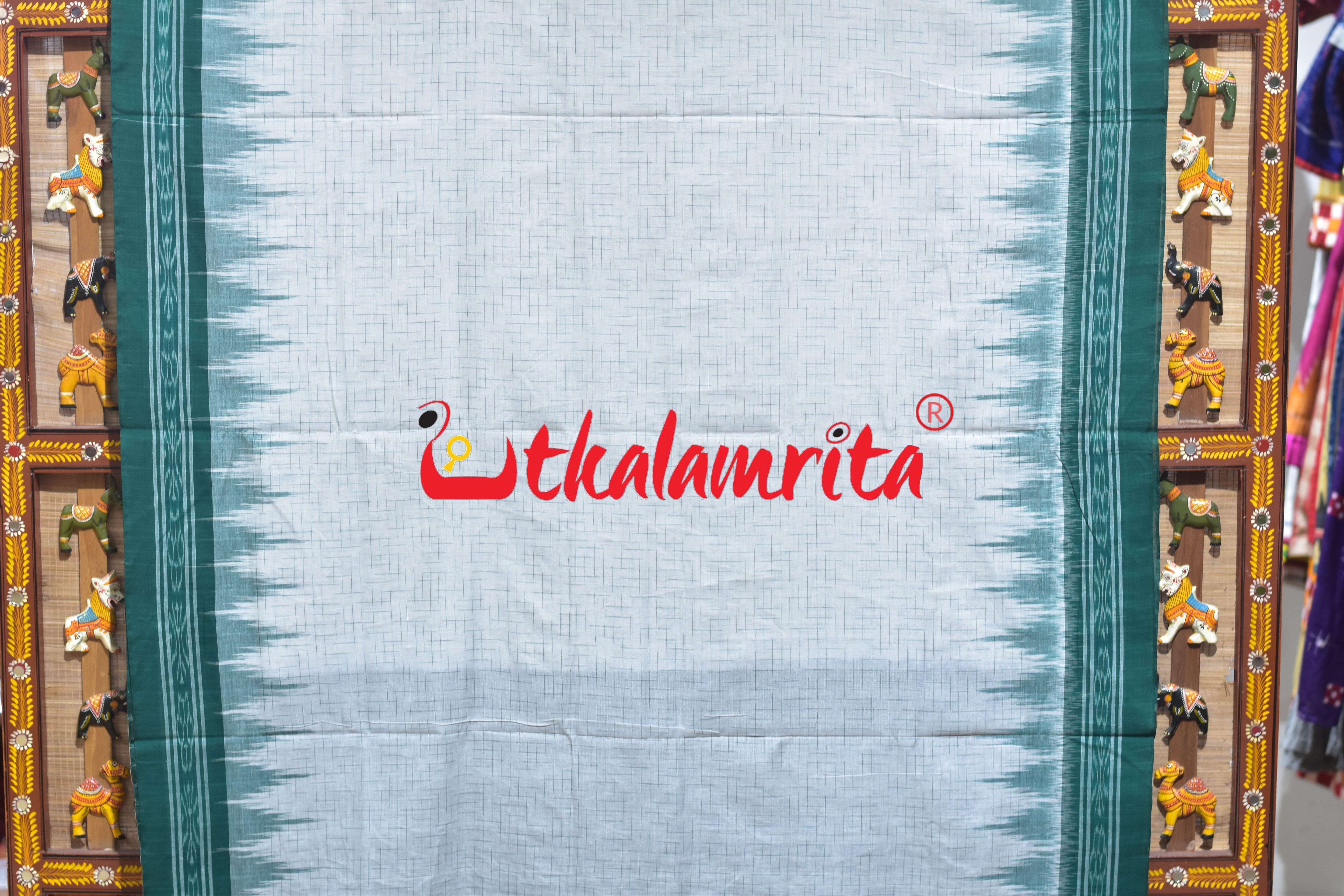 White Green Jharana Cotton Saree